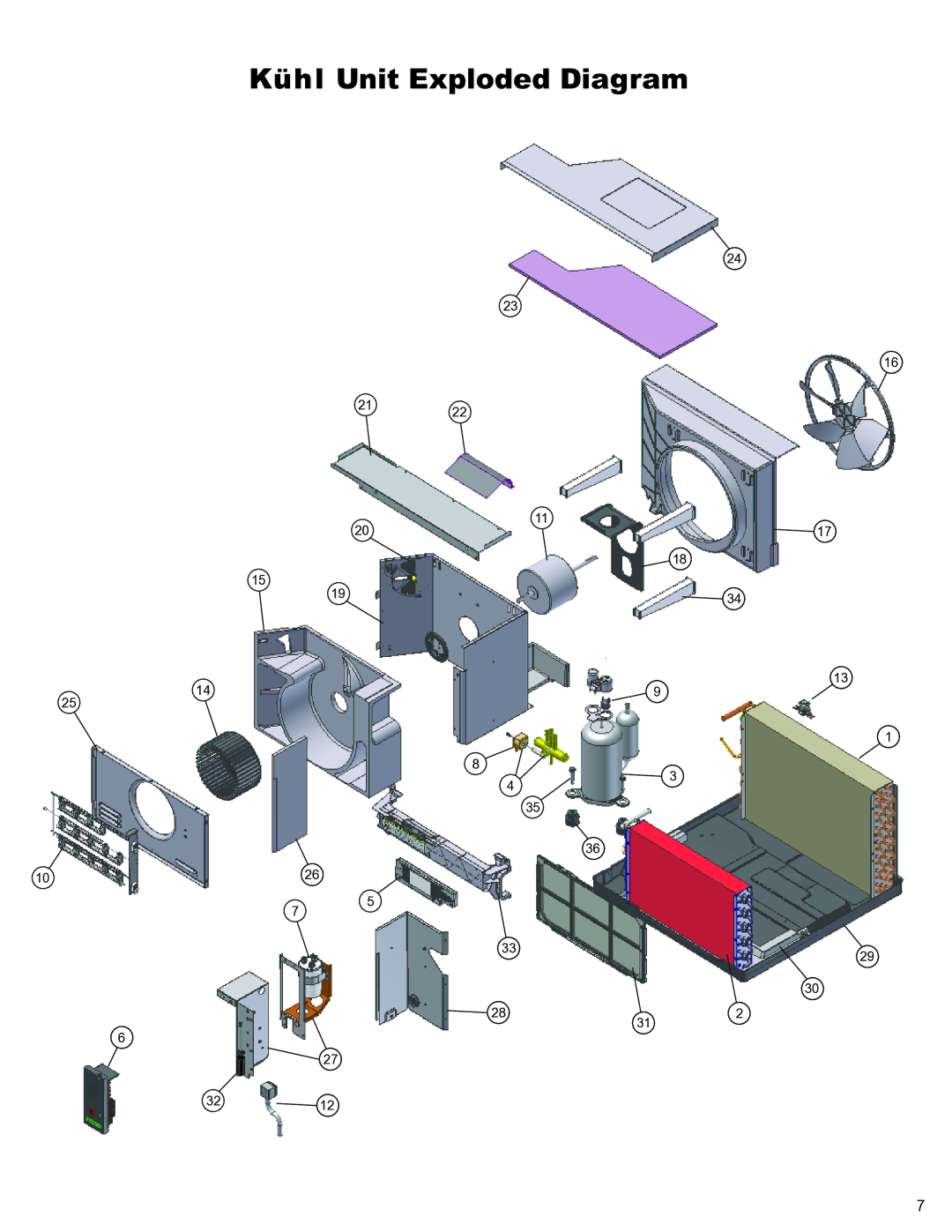 Friedrich R-410A manual Kühl Unit Exploded Diagram 