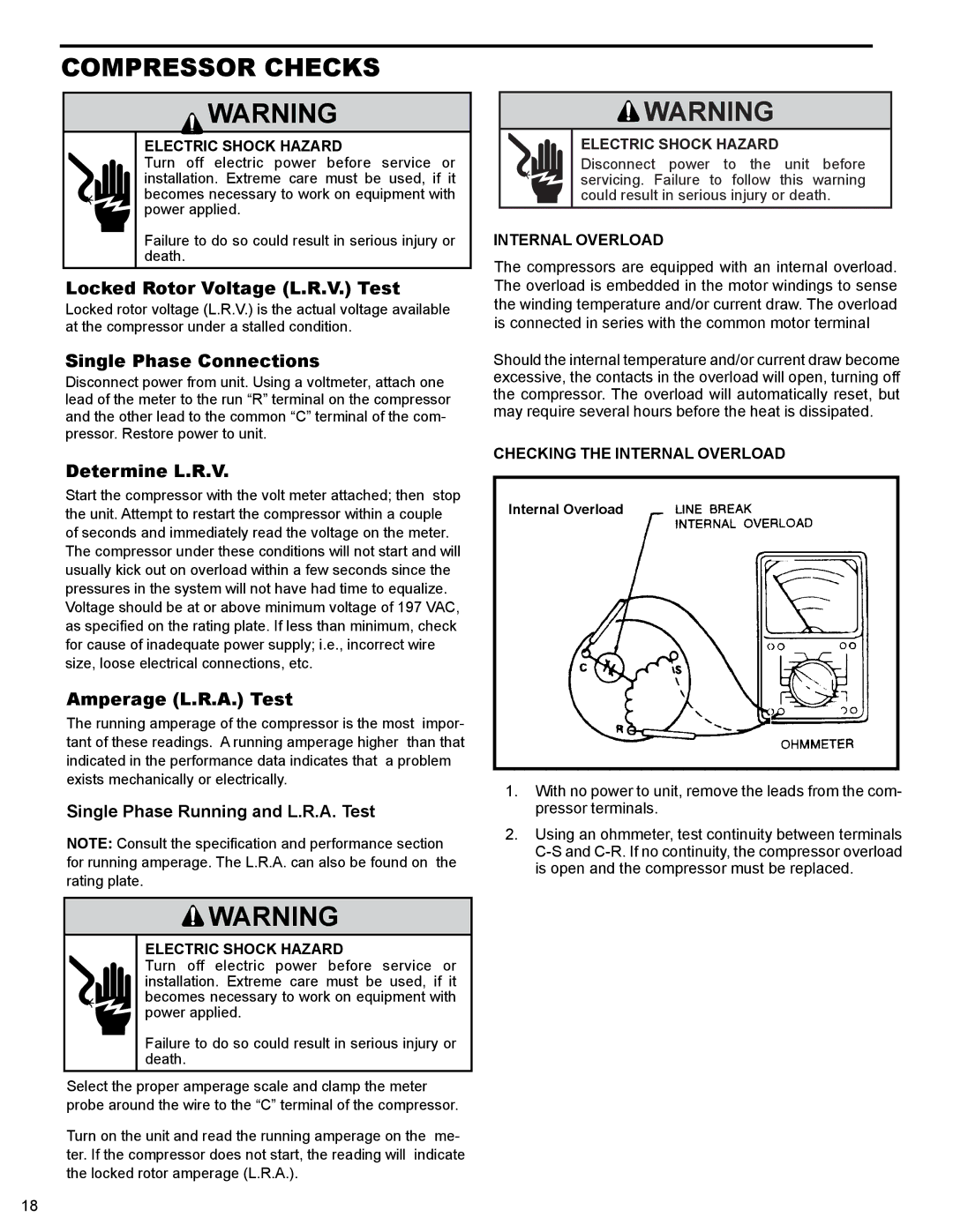 Friedrich R-410A service manual Compressor Checks 