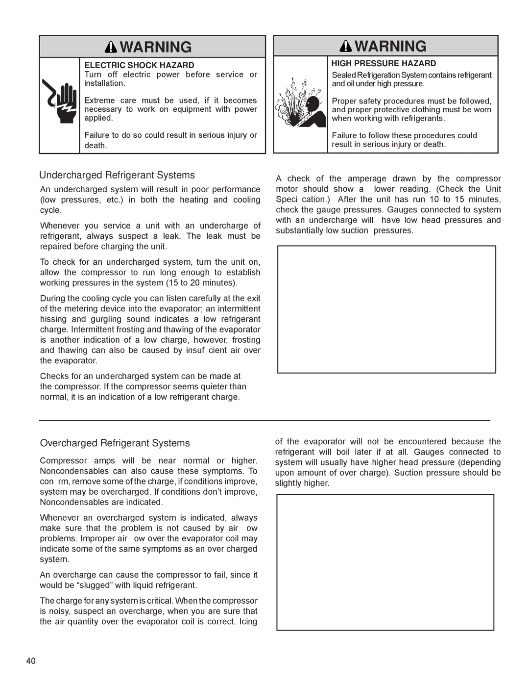 Friedrich R-410A service manual Undercharged Refrigerant Systems, Overcharged Refrigerant Systems 