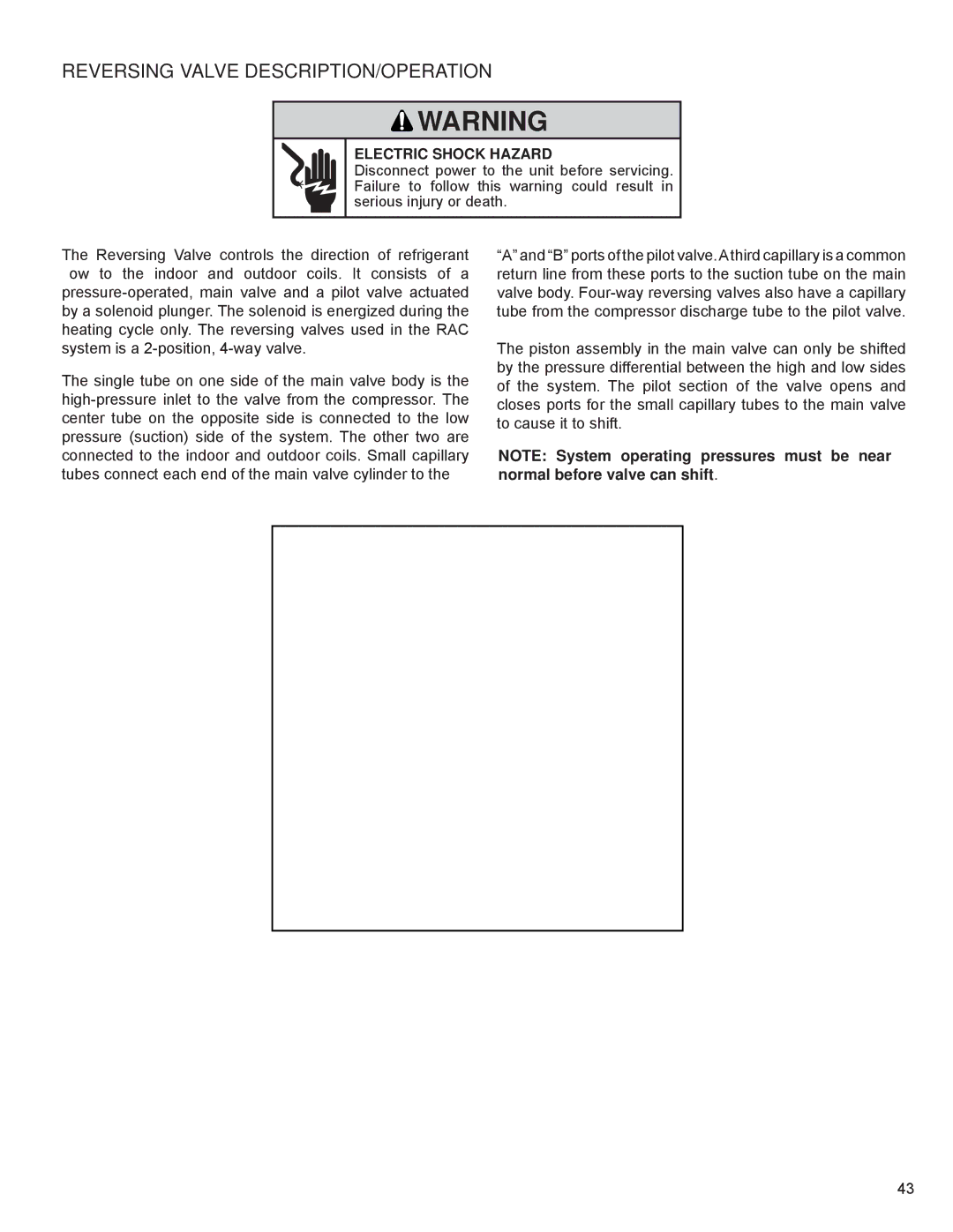 Friedrich R-410A service manual Reversing Valve DESCRIPTION/OPERATION, Electric Shock Hazard 