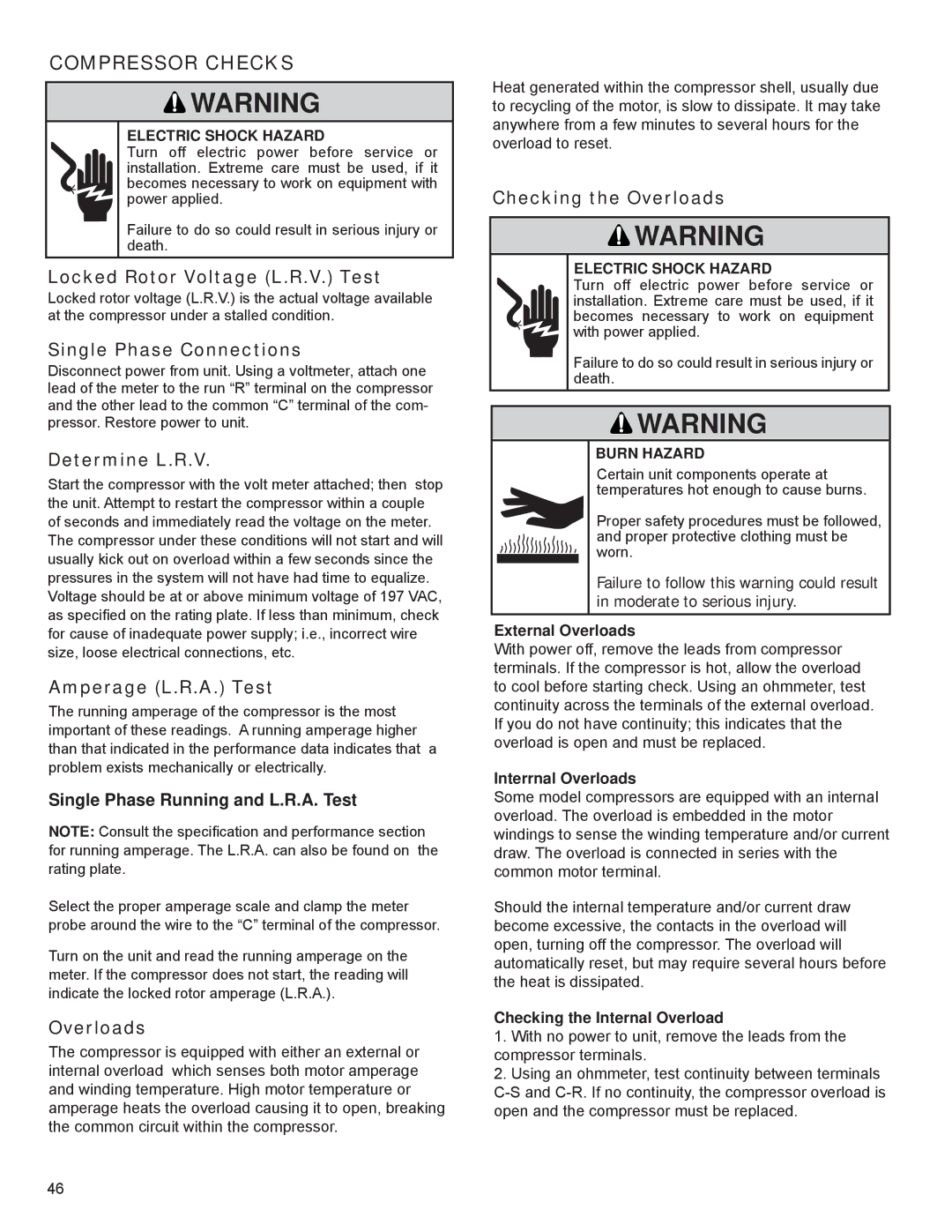 Friedrich R-410A service manual Compressor Checks 