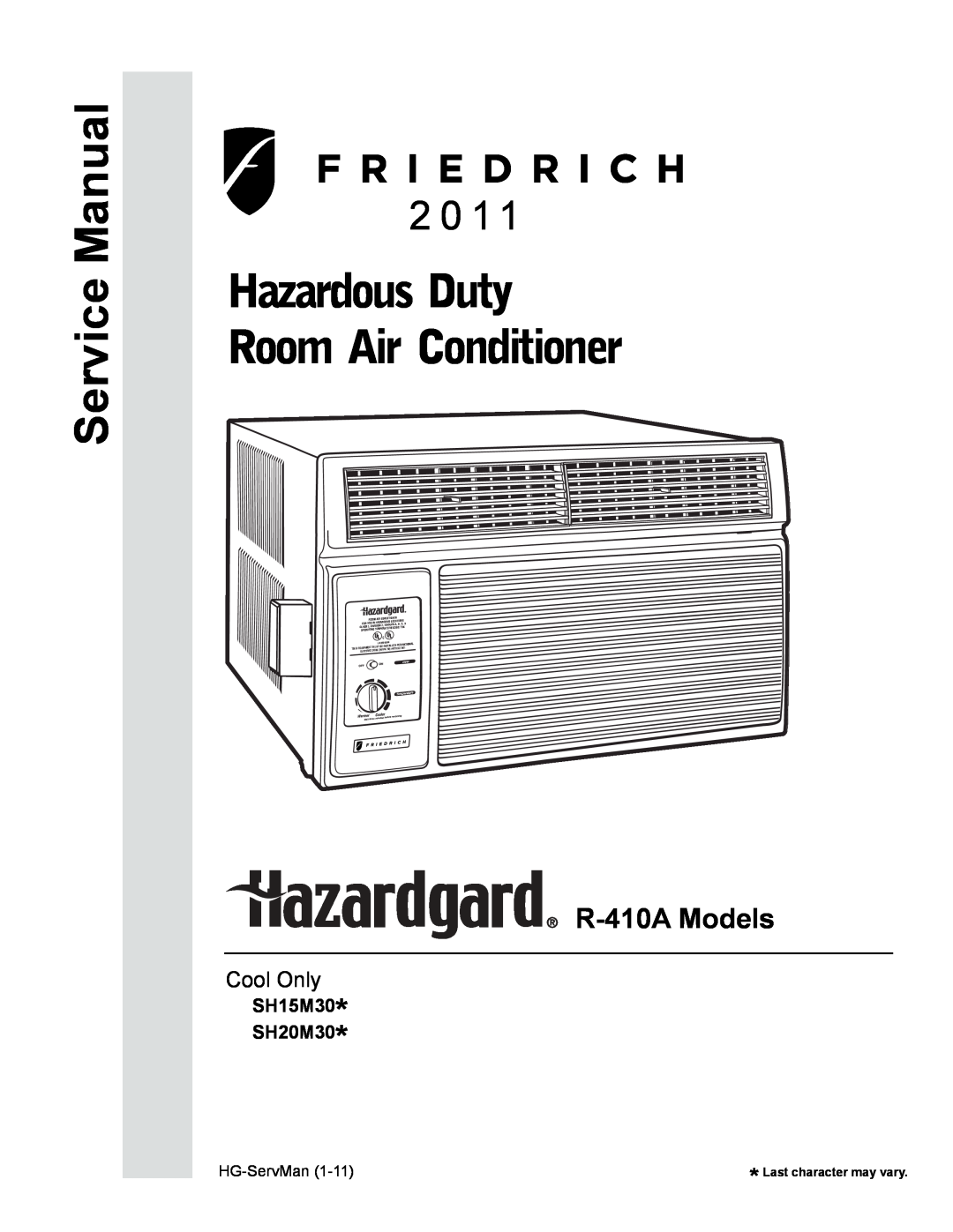 Friedrich service manual Standard Chassis R-410AModels, Room Air Conditioners, Service Manual, Cool Only 
