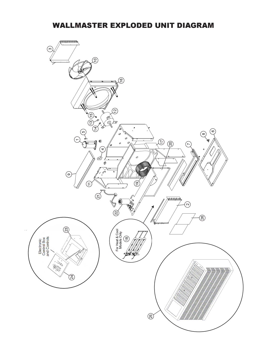 Friedrich R410A manual Wallmaster Exploded Unit Diagram 