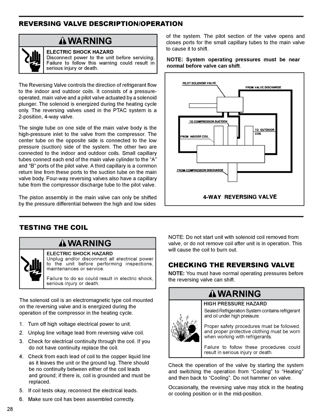 Friedrich R410A manual Reversing Valve DESCRIPTION/OPERATION 