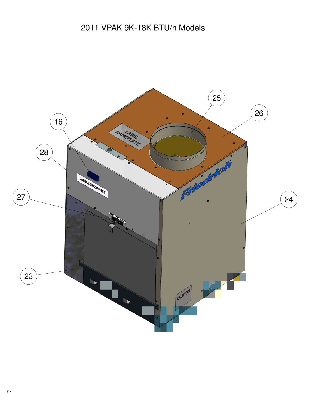 Friedrich R410A manual Vpak 9K-18K BTU/h Models 