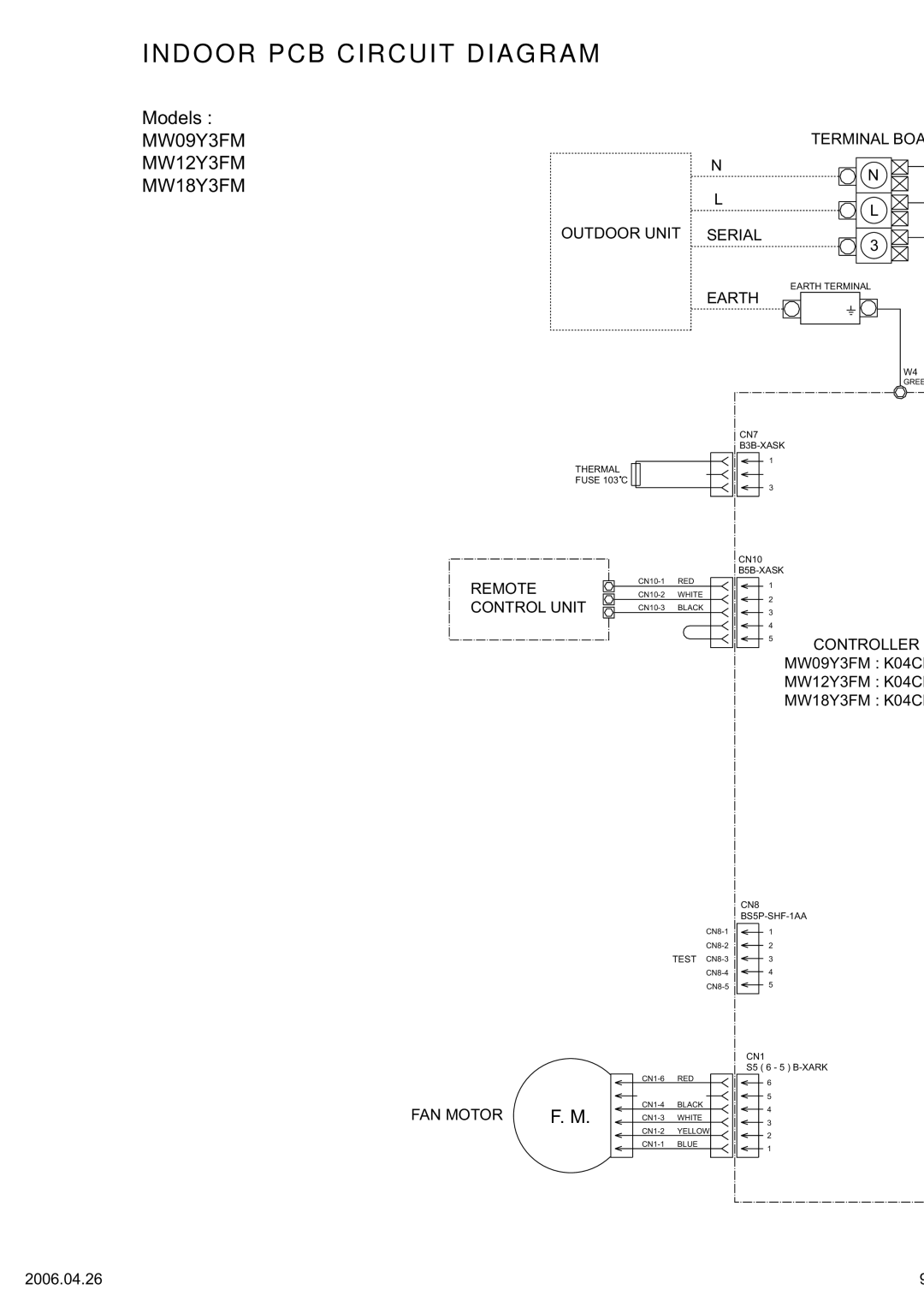 Friedrich R410A specifications Indoor PCB Circuit Diagram 