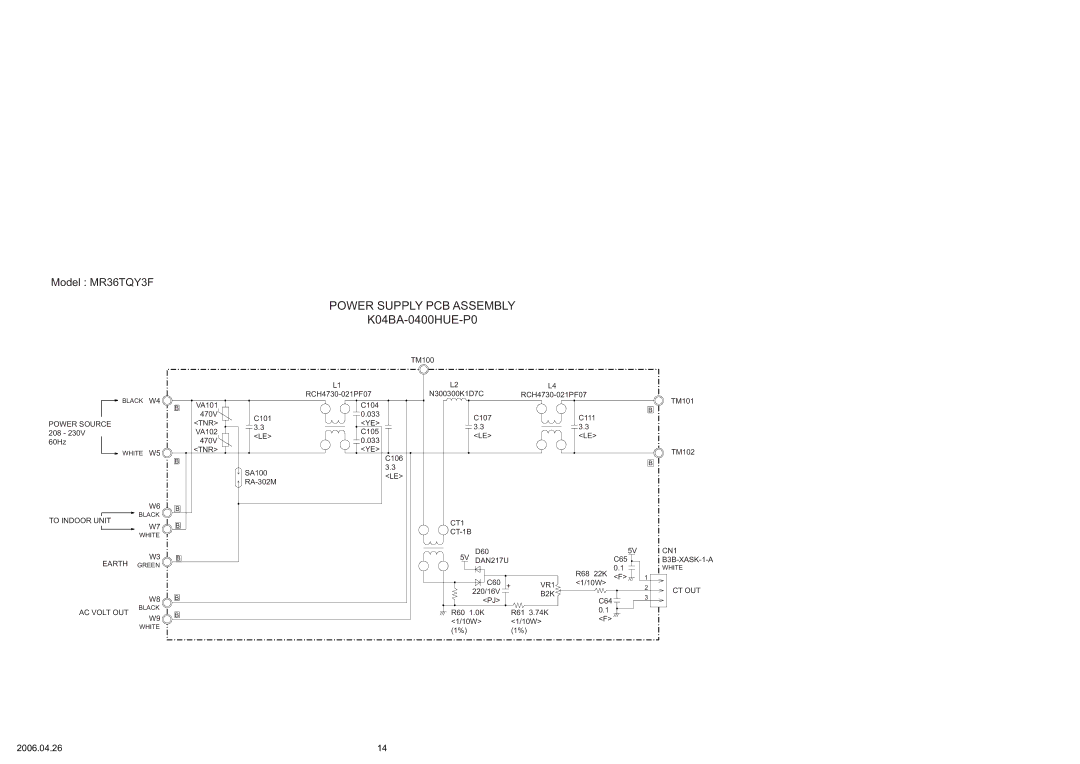 Friedrich R410A specifications Power Supply PCB Assembly 