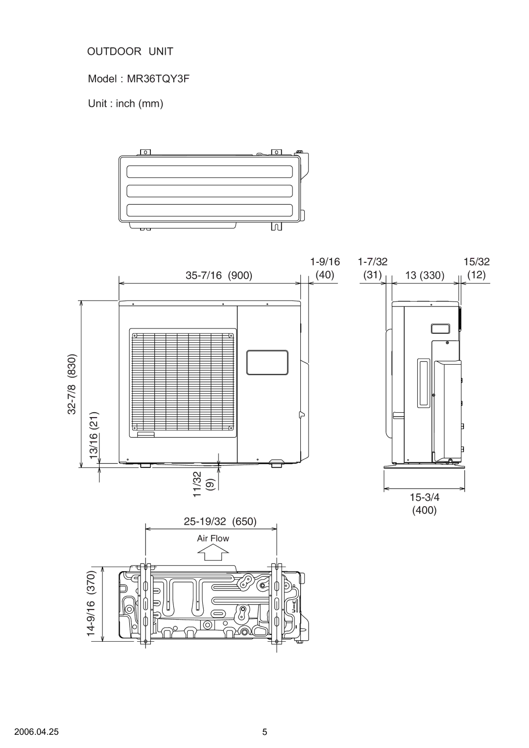 Friedrich R410A specifications Outdoor Unit 