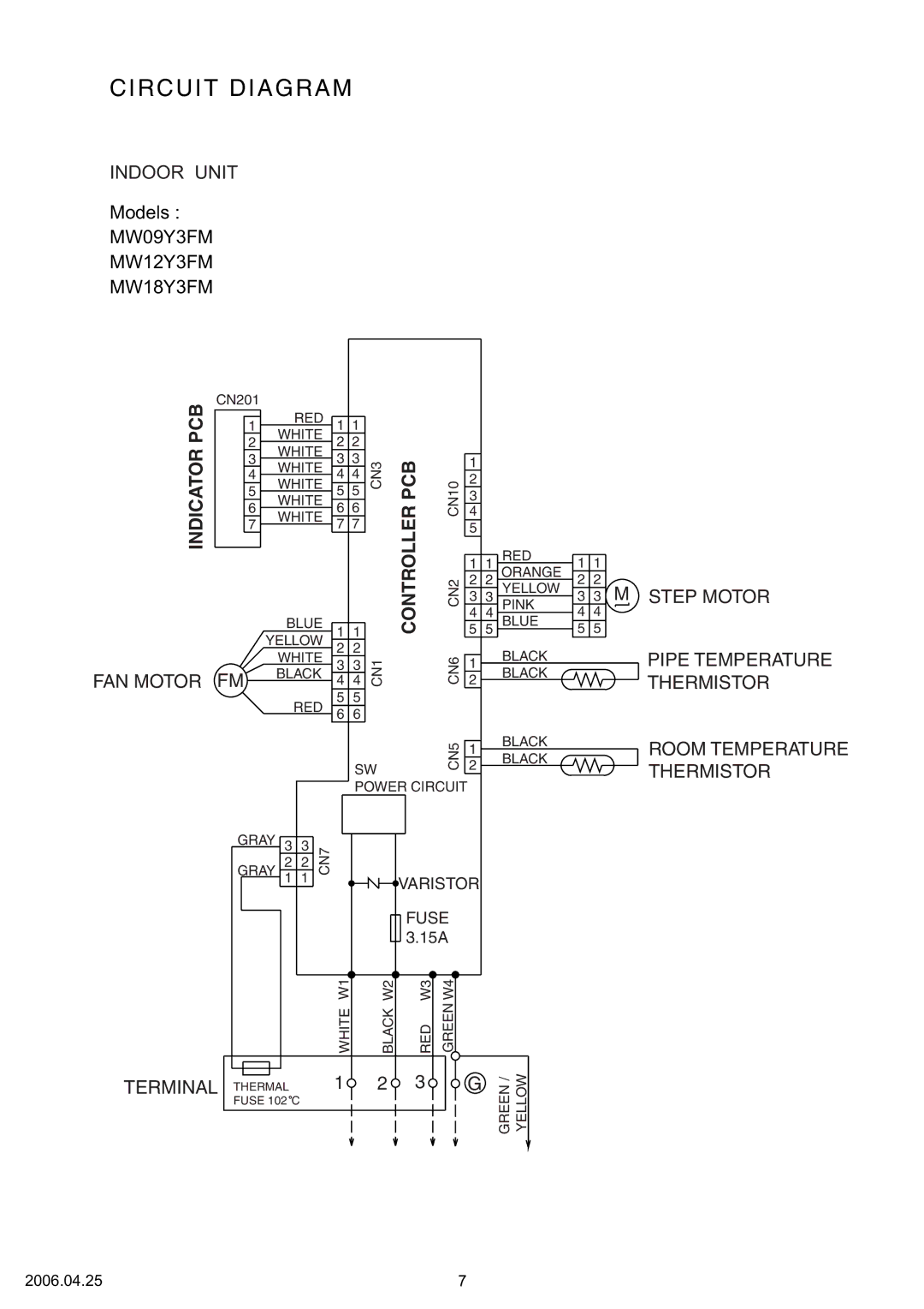 Friedrich R410A specifications Circuit Diagram, Pcb 