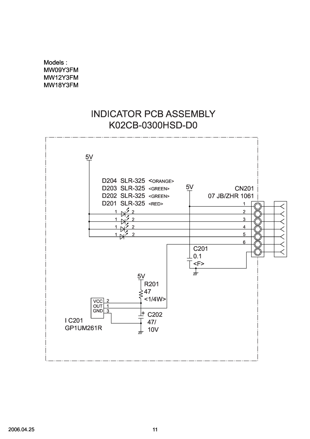 Friedrich R410A specifications INDICATOR PCB ASSEMBLY K02CB-0300HSD-D0 
