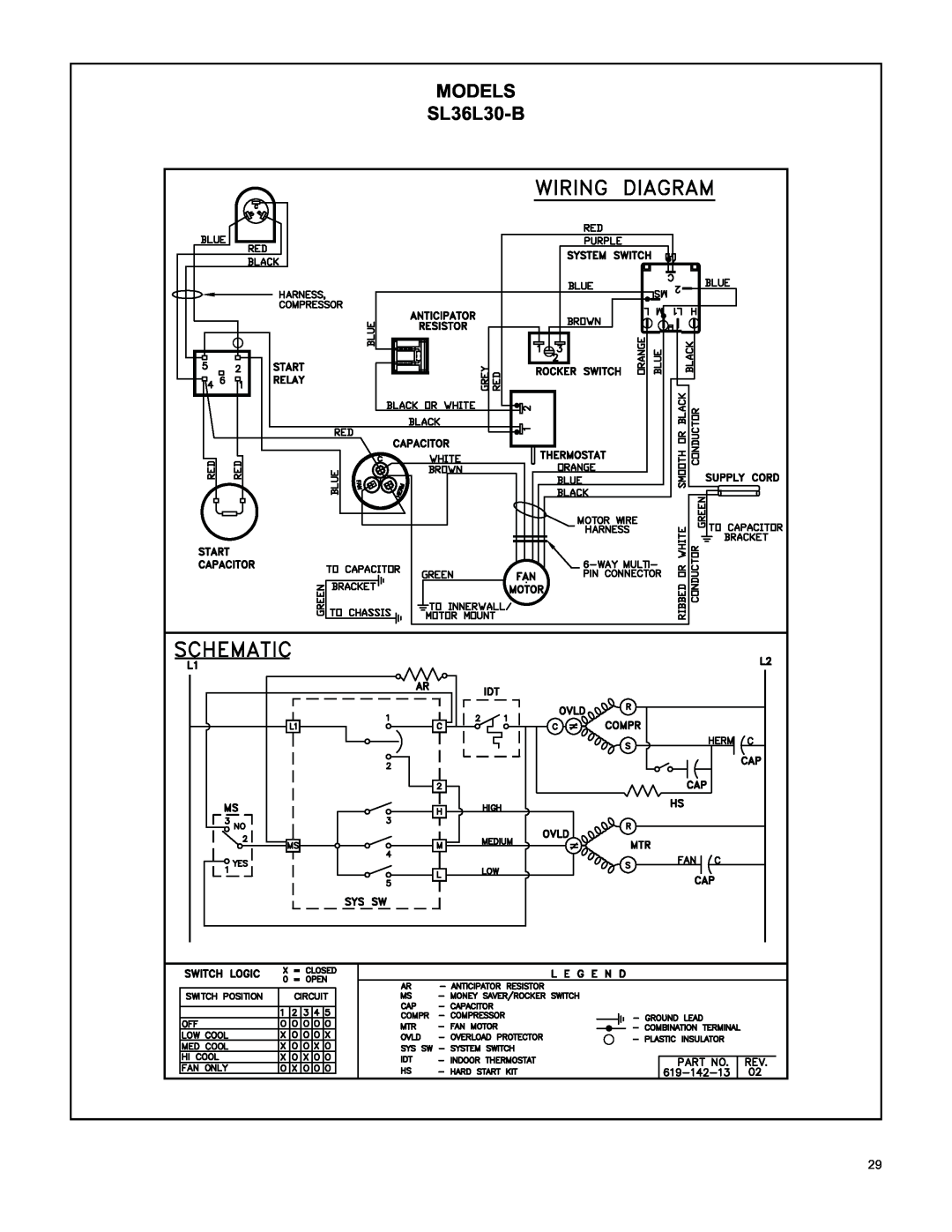 Friedrich RAC-SVC-06 service manual SL36L30-B, Models 