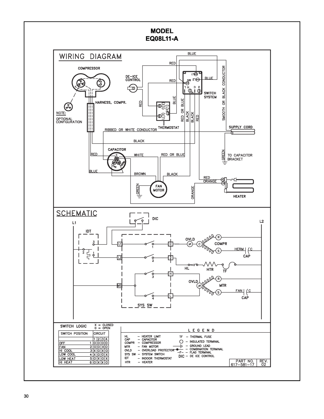 Friedrich RAC-SVC-06 service manual Model, EQ08L11-A 