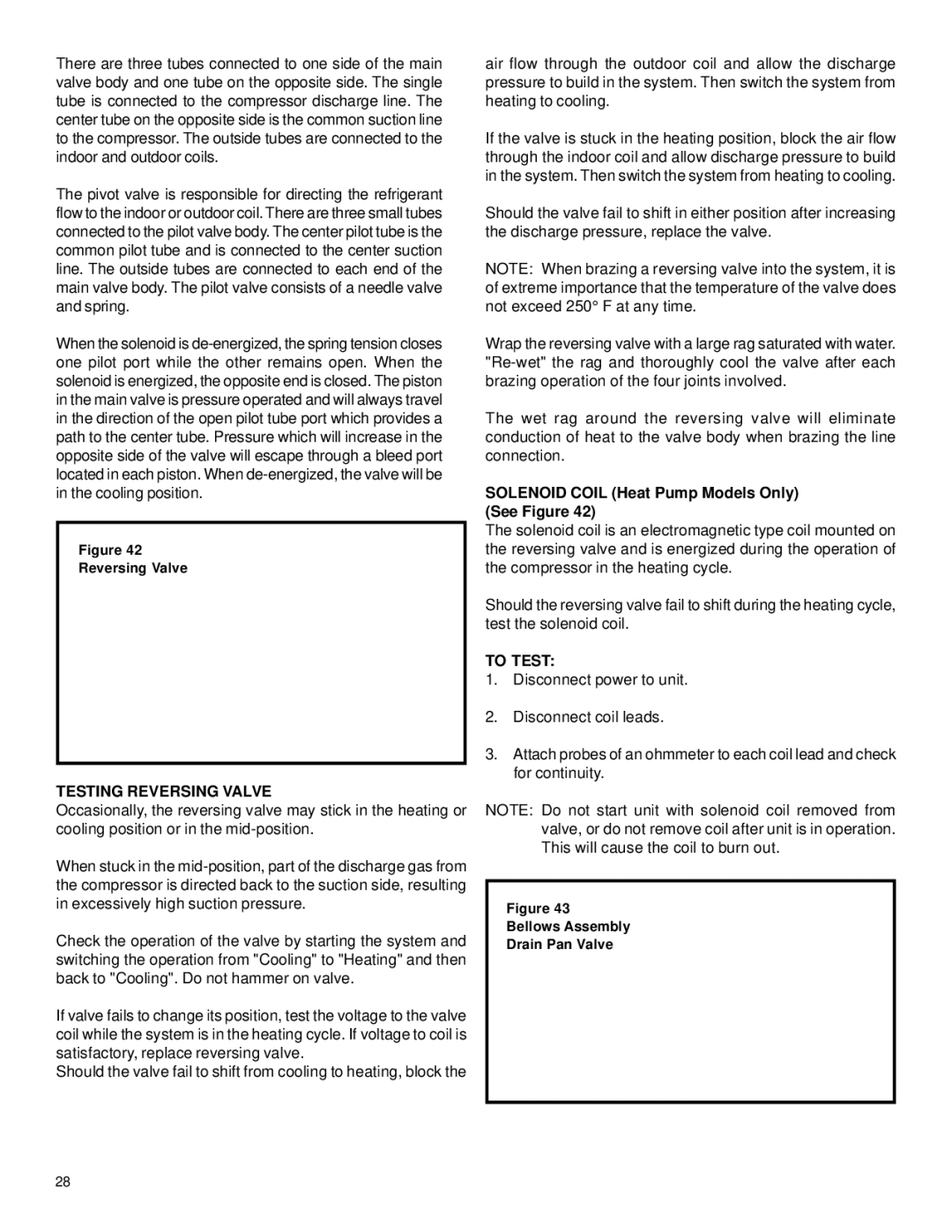 Friedrich racservmn service manual Testing Reversing Valve, Solenoid Coil Heat Pump Models Only See Figure, To Test 