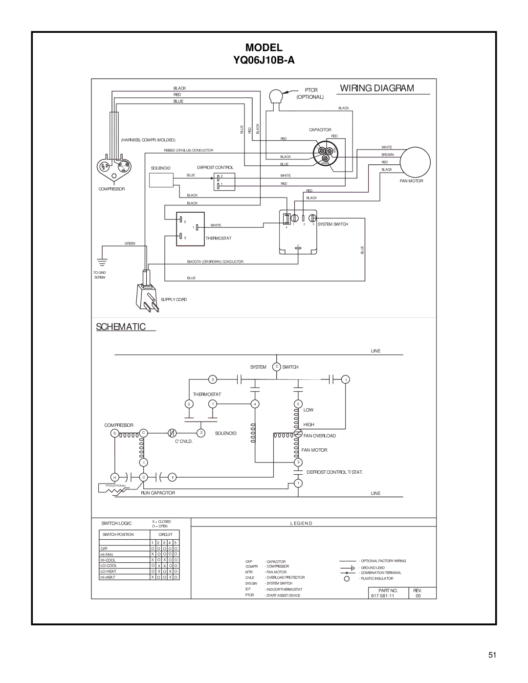 Friedrich racservmn service manual Model, YQ06J10B-A 