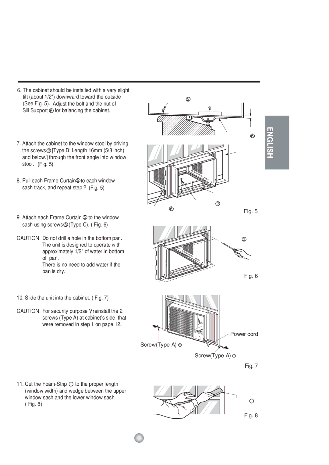 Friedrich Room Air Conditioner manual Power cord ScrewType a 