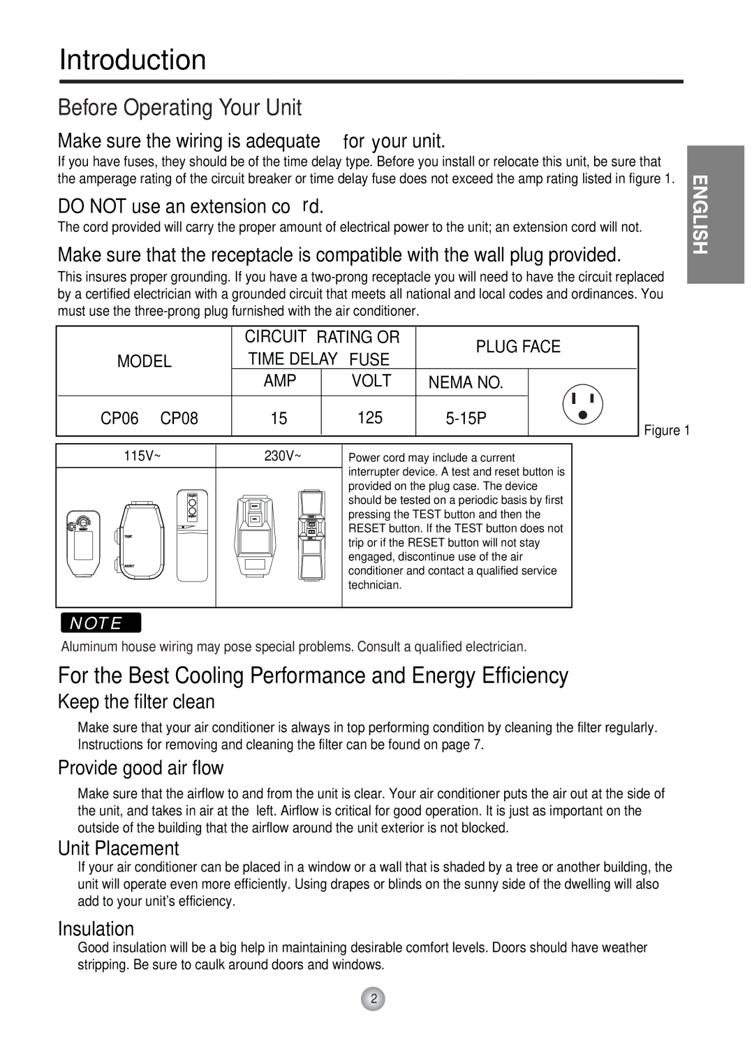 Friedrich Room Air Conditioner manual Introduction, Before Operating Your Unit 