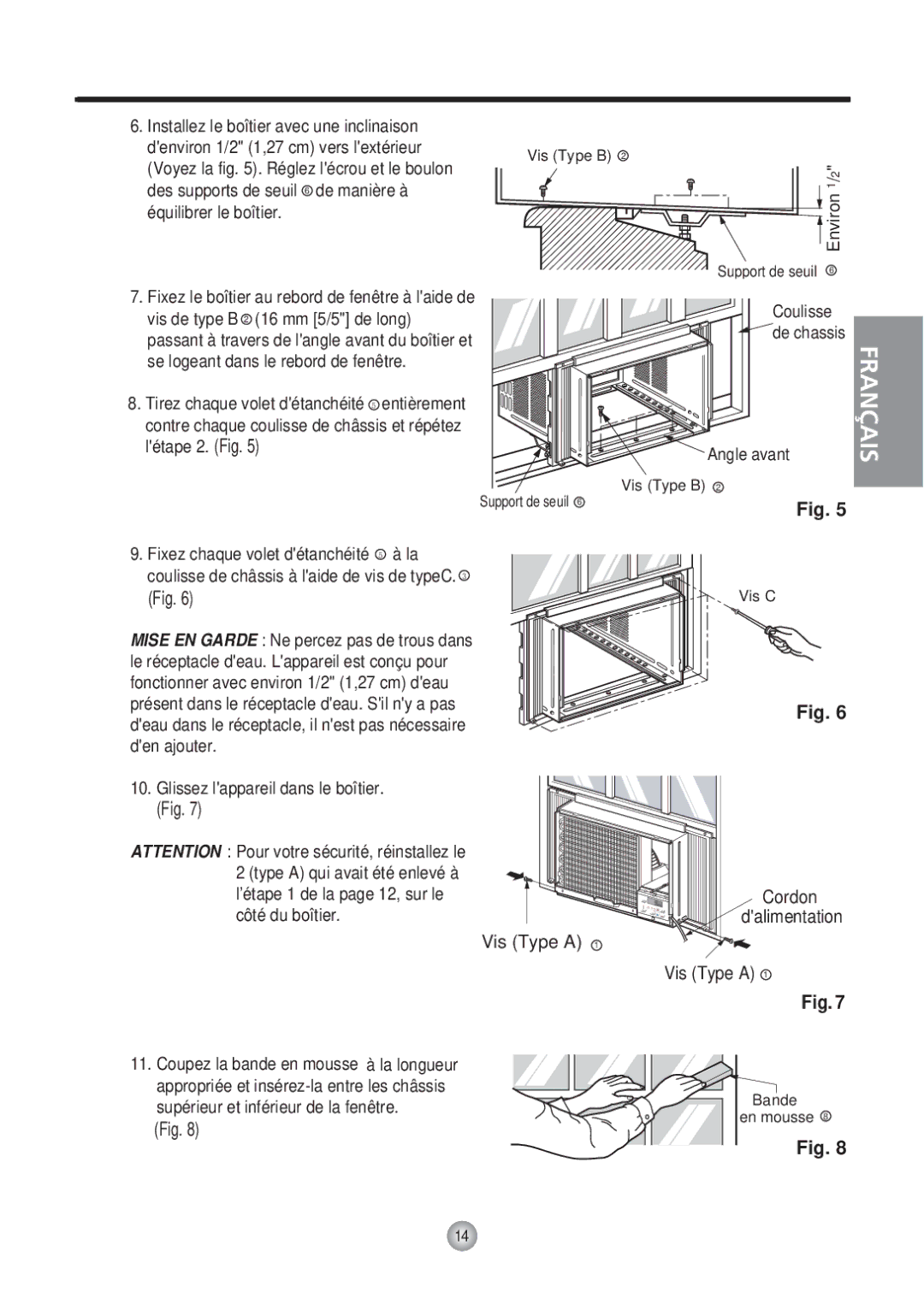 Friedrich Room Air Conditioner manual Cordon Dalimentation Vis Type a 