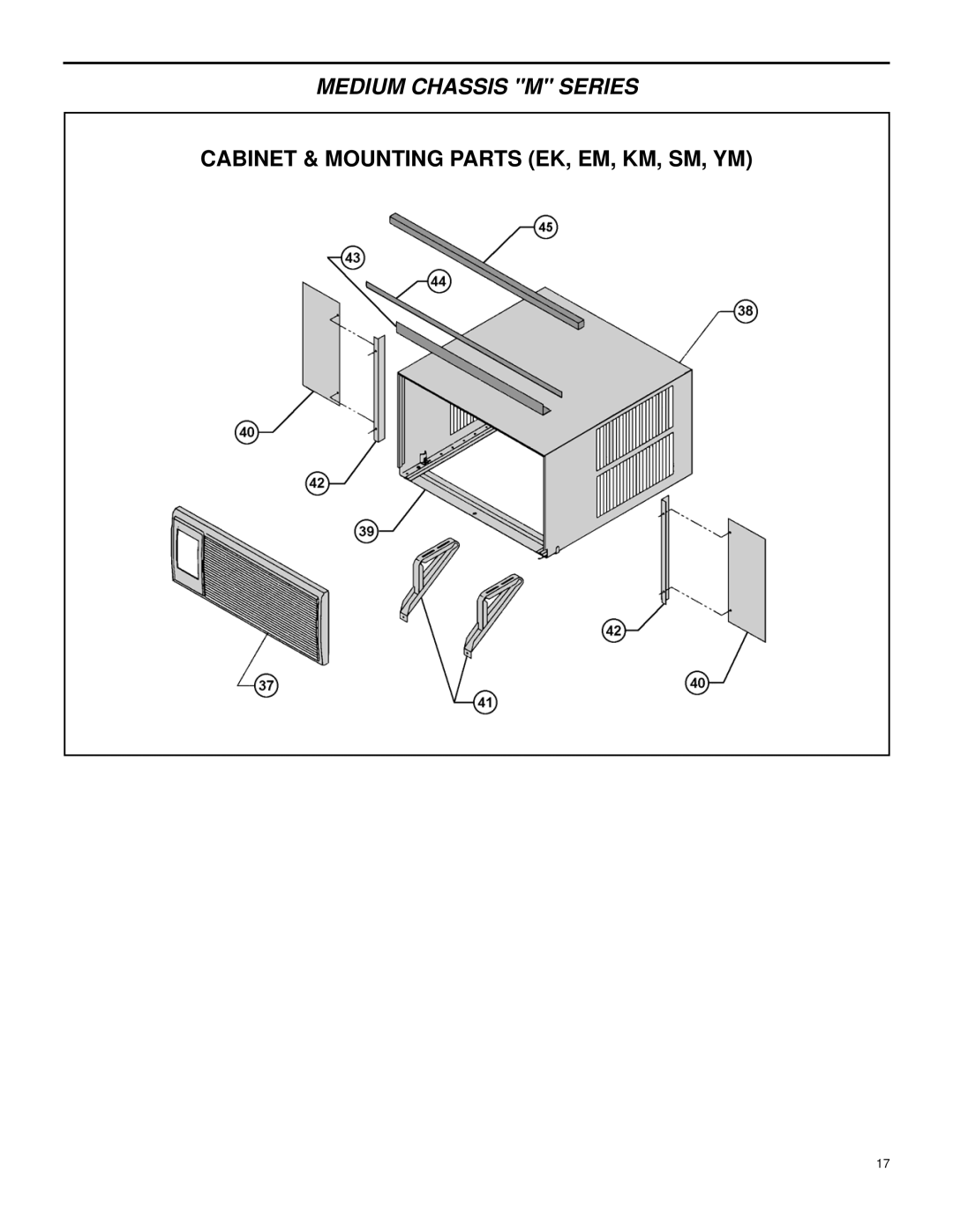 Friedrich Room Air Conditioners manual Cabinet & Mounting Parts EK, EM, KM, SM, YM 