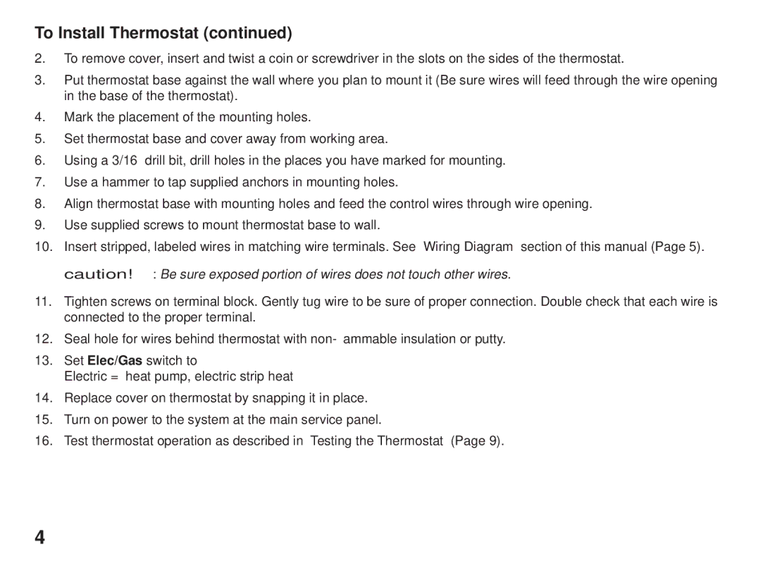 Friedrich RT5 manual To Install Thermostat 