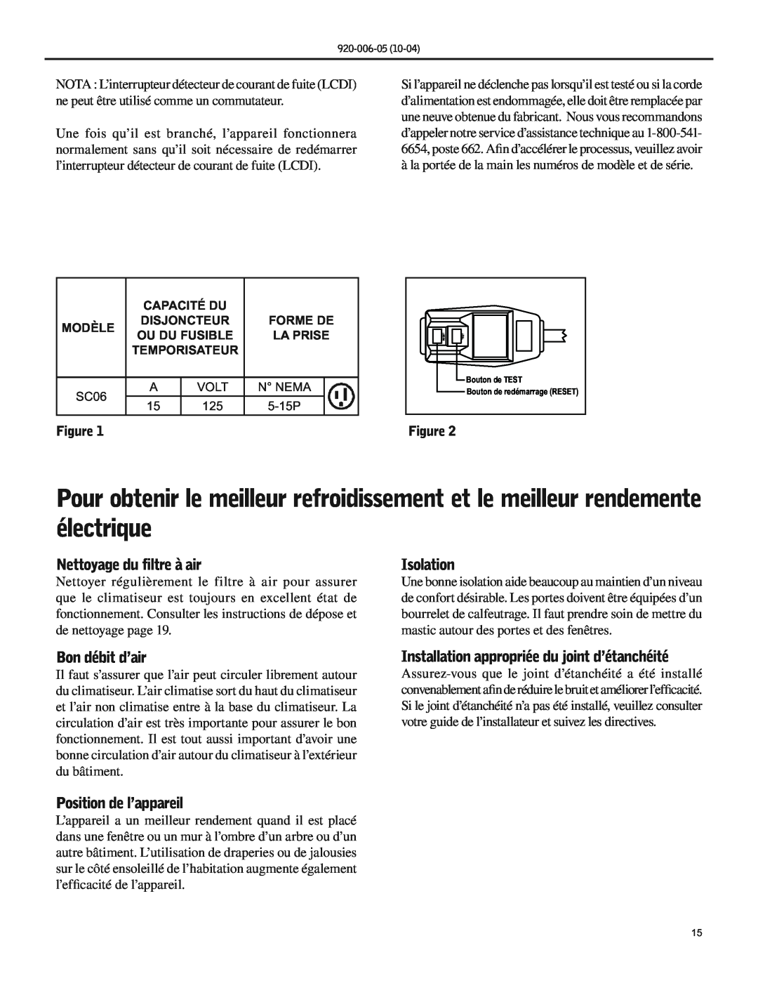 Friedrich SC06 manual Nettoyage du filtre à air, Isolation, Bon débit d’air, Installation appropriée du joint d’étanchéité 