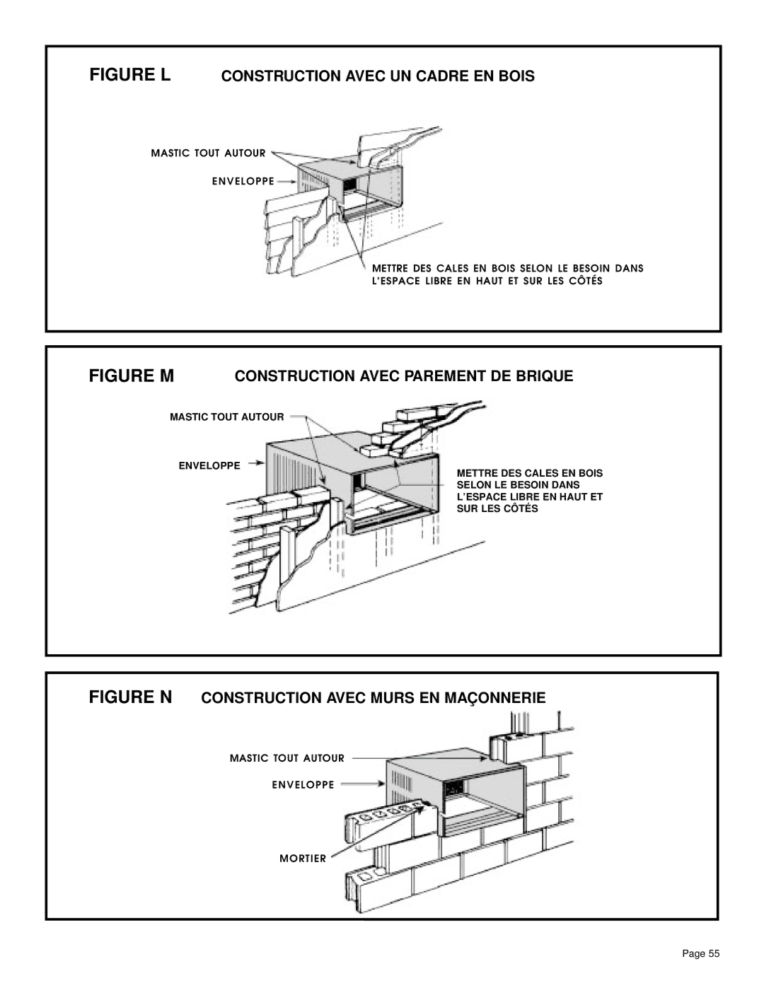 Friedrich SH20, SH14 installation manual Figure L Construction Avec UN Cadre EN Bois 