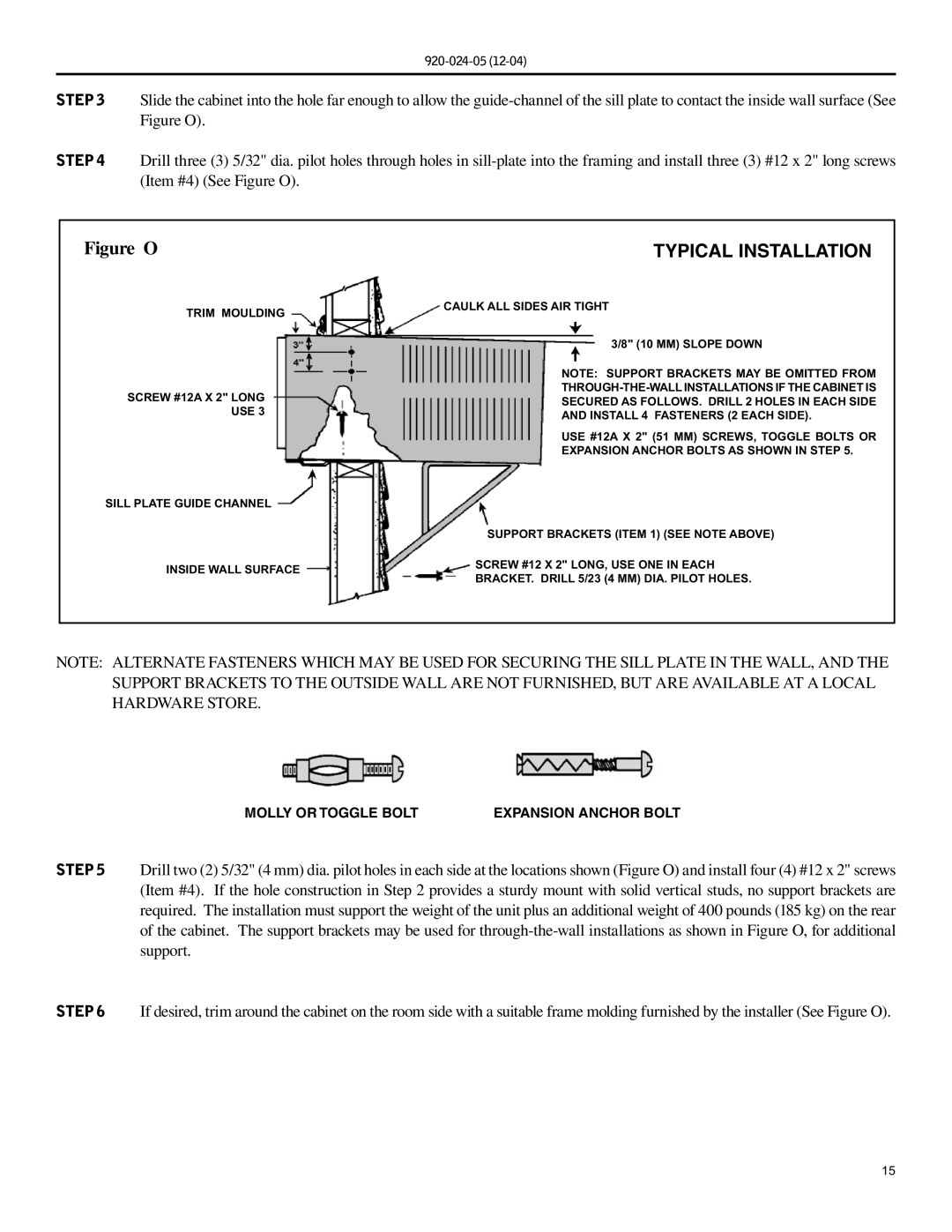 Friedrich SH20, SH15 operation manual Typical Installation, Screw #12A X 2 Long 