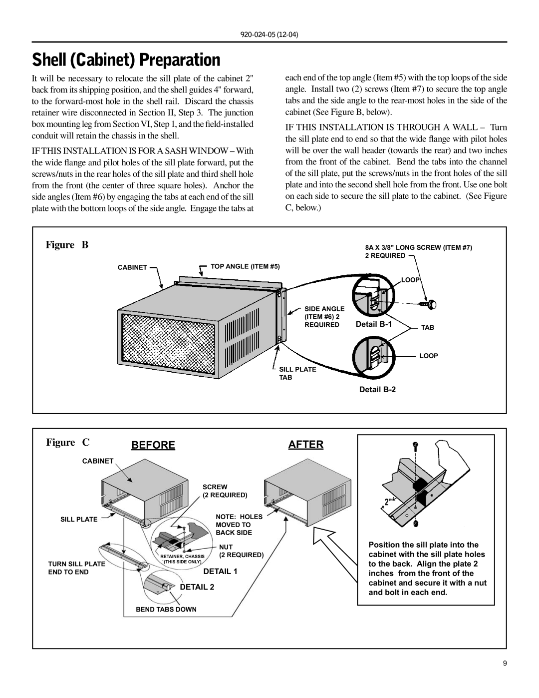 Friedrich SH20, SH15 operation manual Shell Cabinet Preparation, Before 