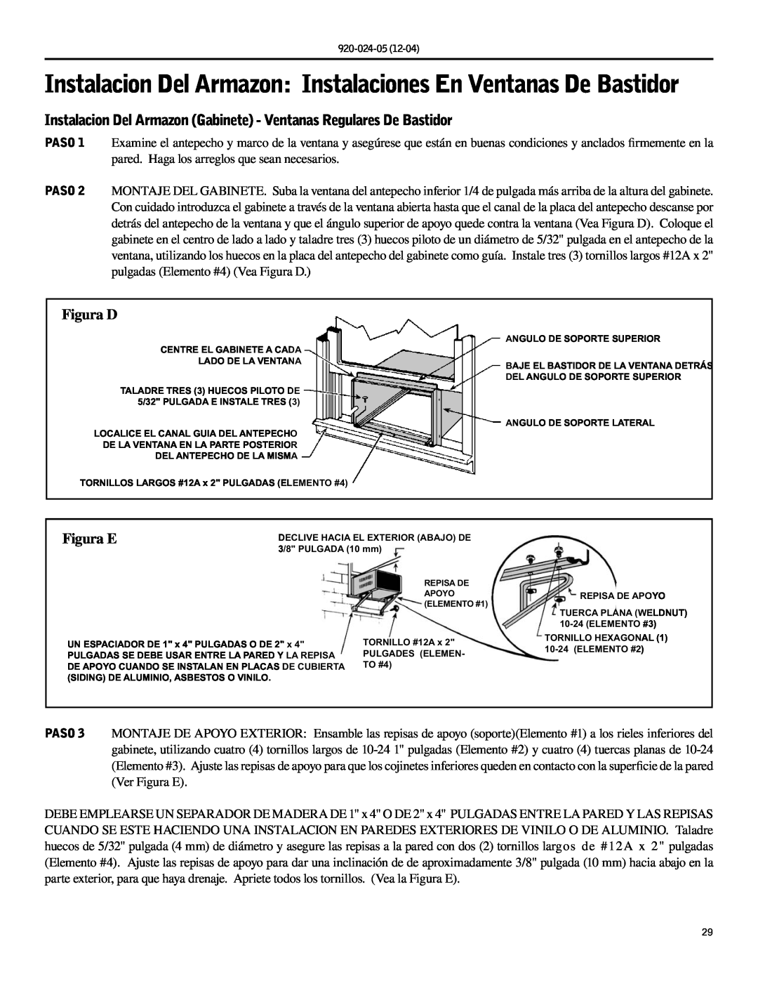 Friedrich SH20, SH15 operation manual Figura D, Figura E 