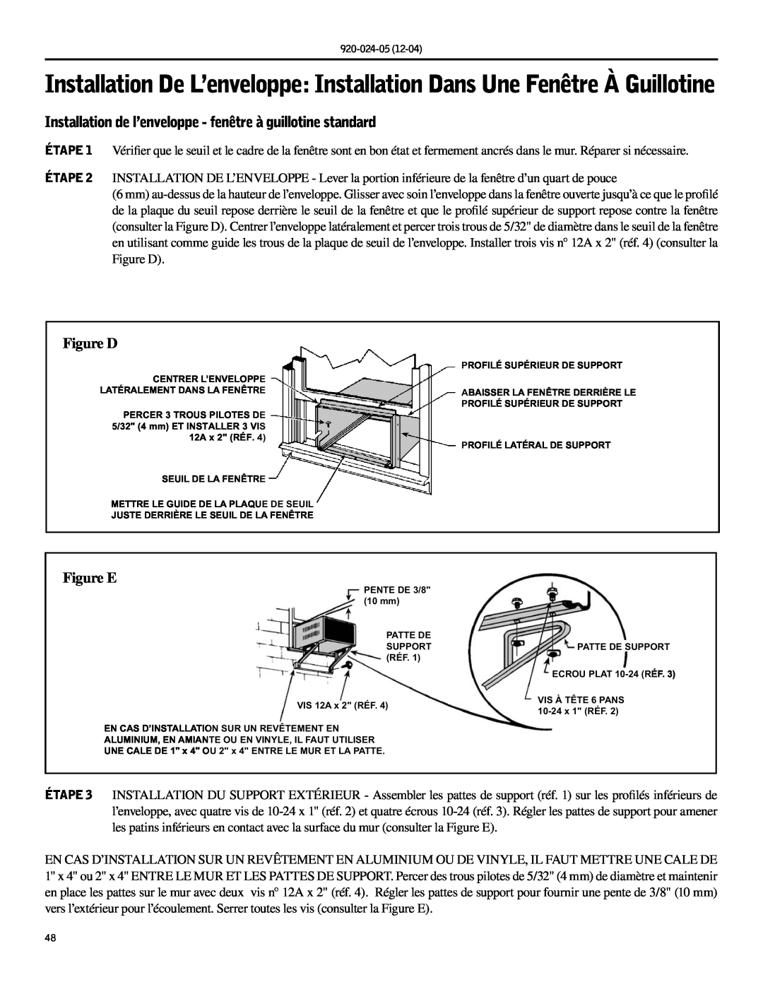 Friedrich SH15, SH20 operation manual Figure D, Figure E, Centrer L’Enveloppe Latéralement Dans La Fenêtre 