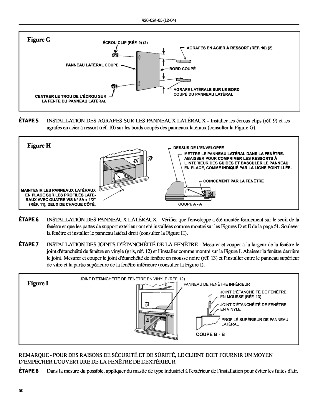 Friedrich SH15, SH20 operation manual Figure G, Figure H, Coupe B - B 