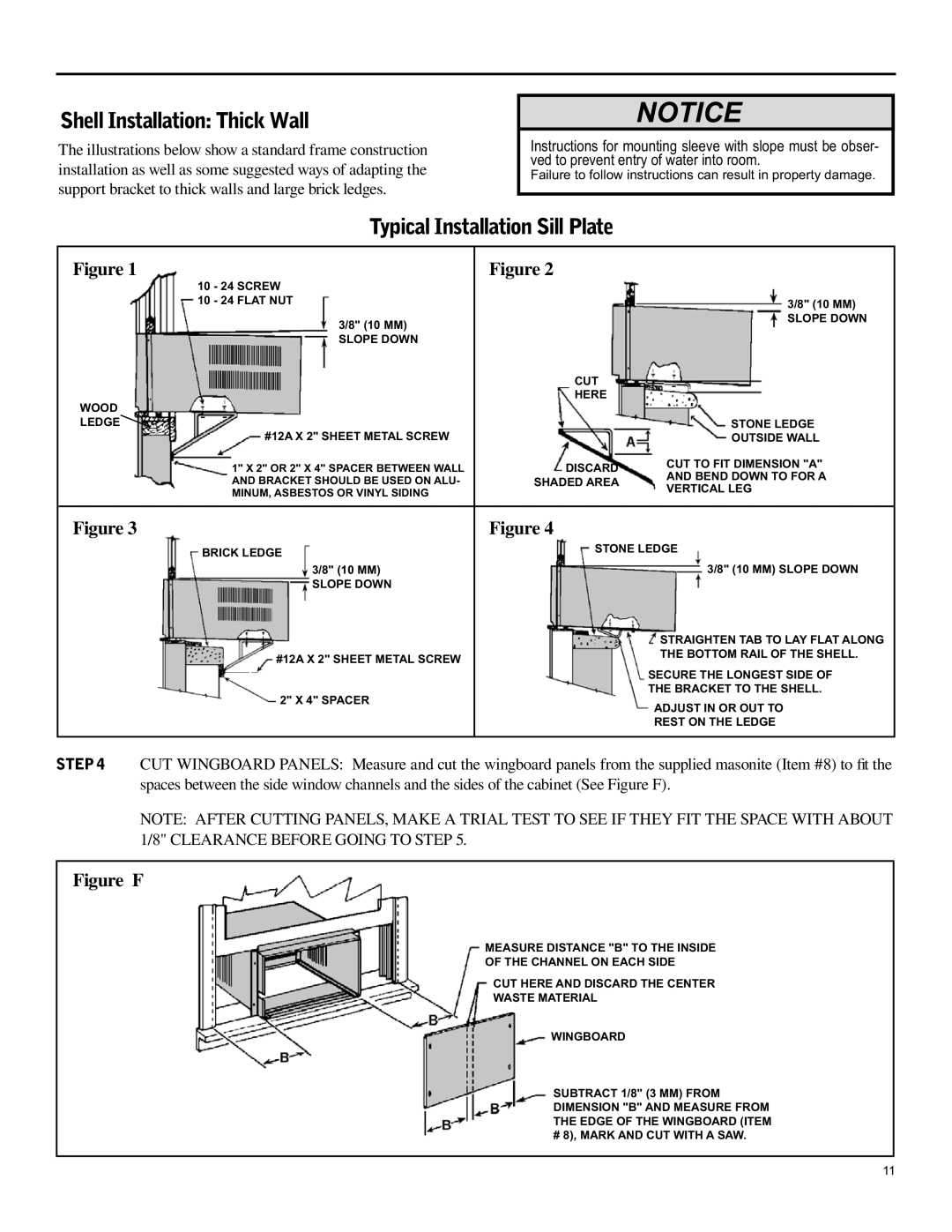 Friedrich SH15 operation manual Shell Installation Thick Wall 