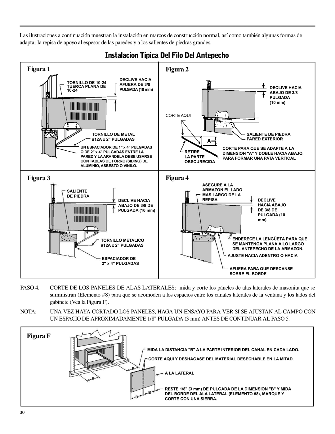 Friedrich SH15 operation manual Instalacion Tipica Del Filo Del Antepecho 