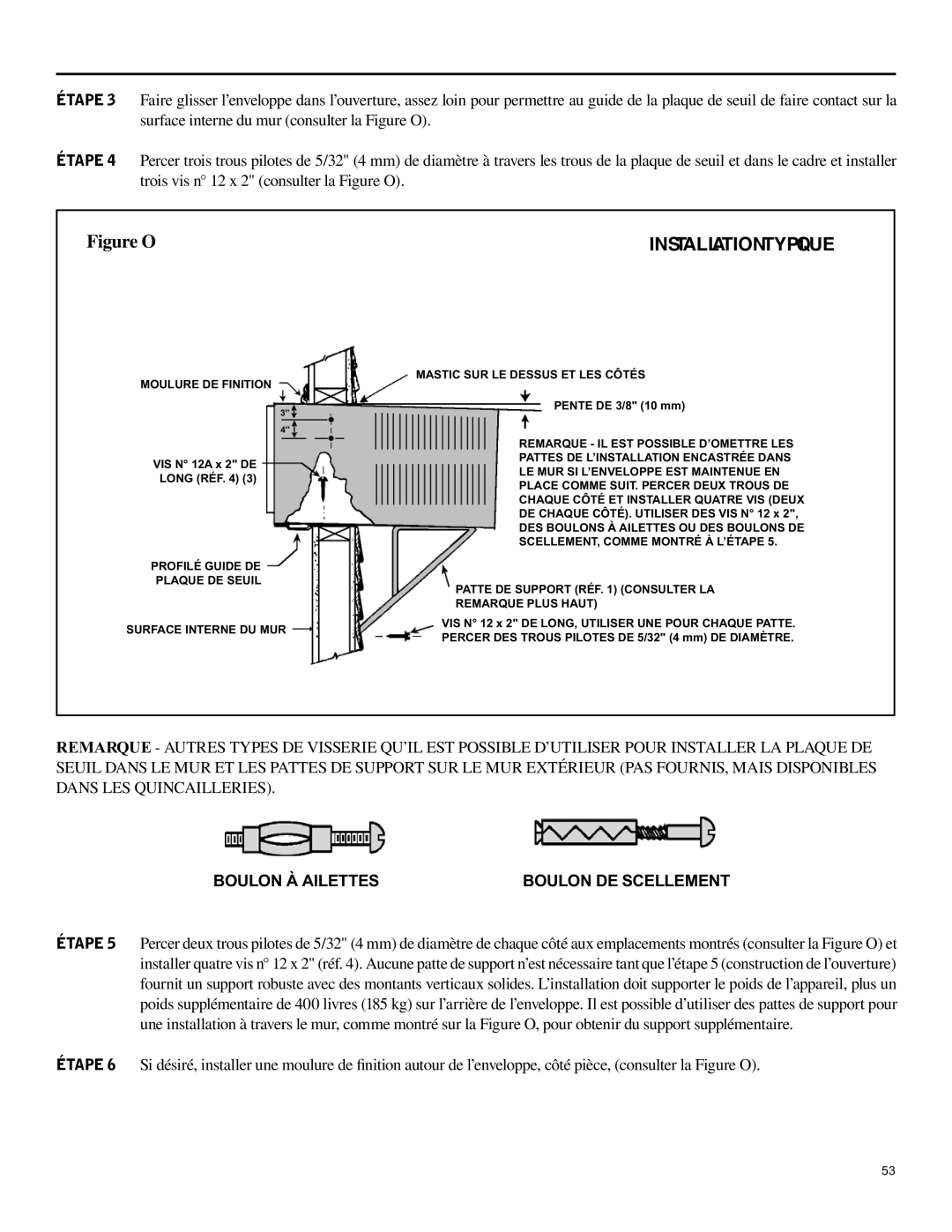 Friedrich SH15 operation manual Installationtypique, Boulon DE Scellement 