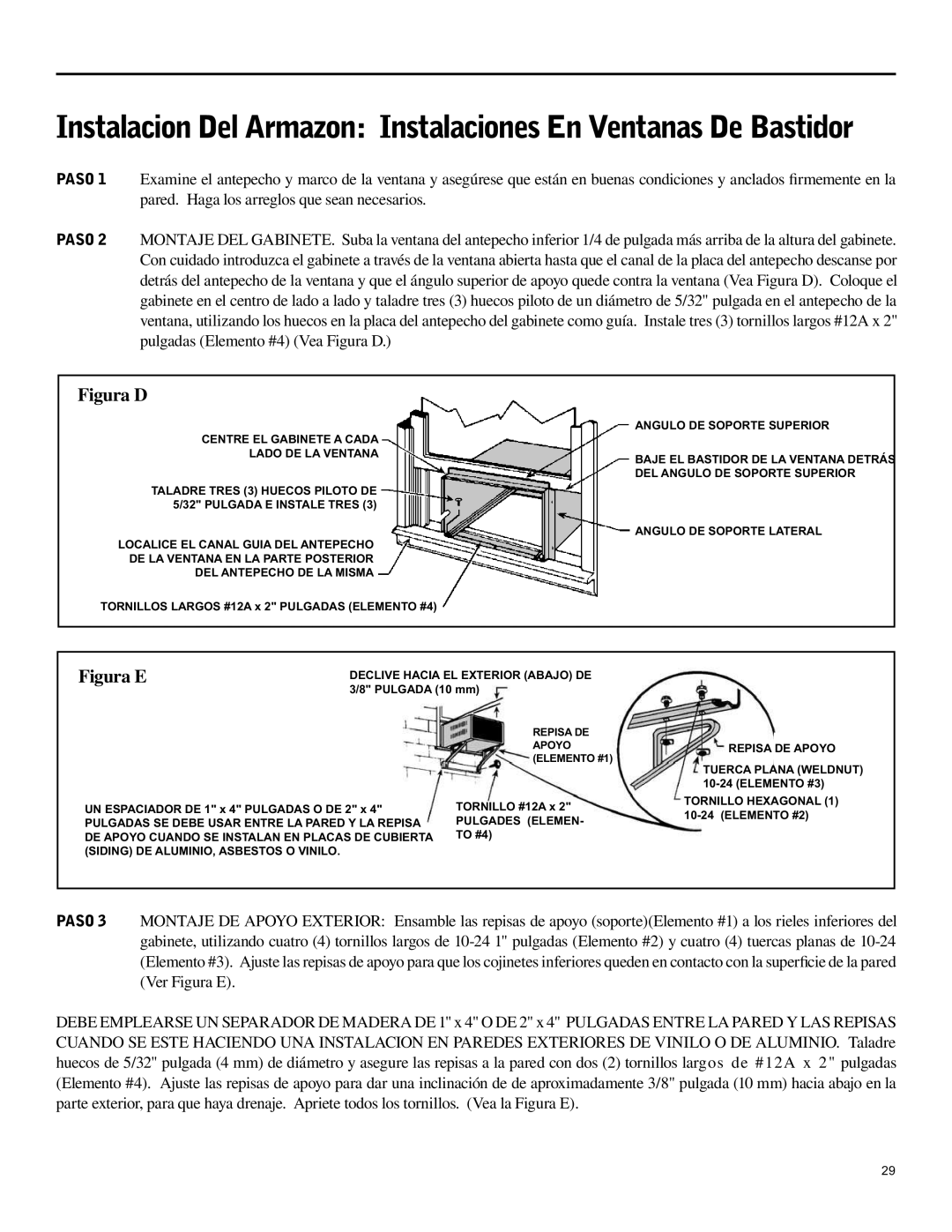 Friedrich SH15 operation manual Figura D, Figura E 