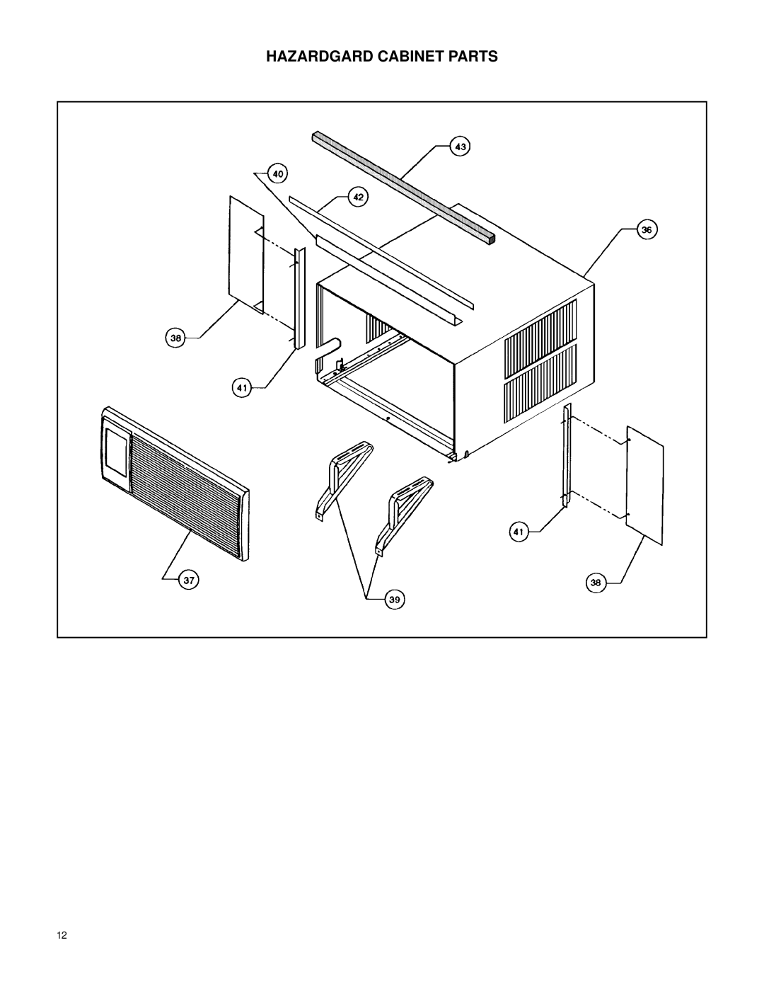 Friedrich SH20L30-B, SH15L30-B manual Hazardgard Cabinet Parts 