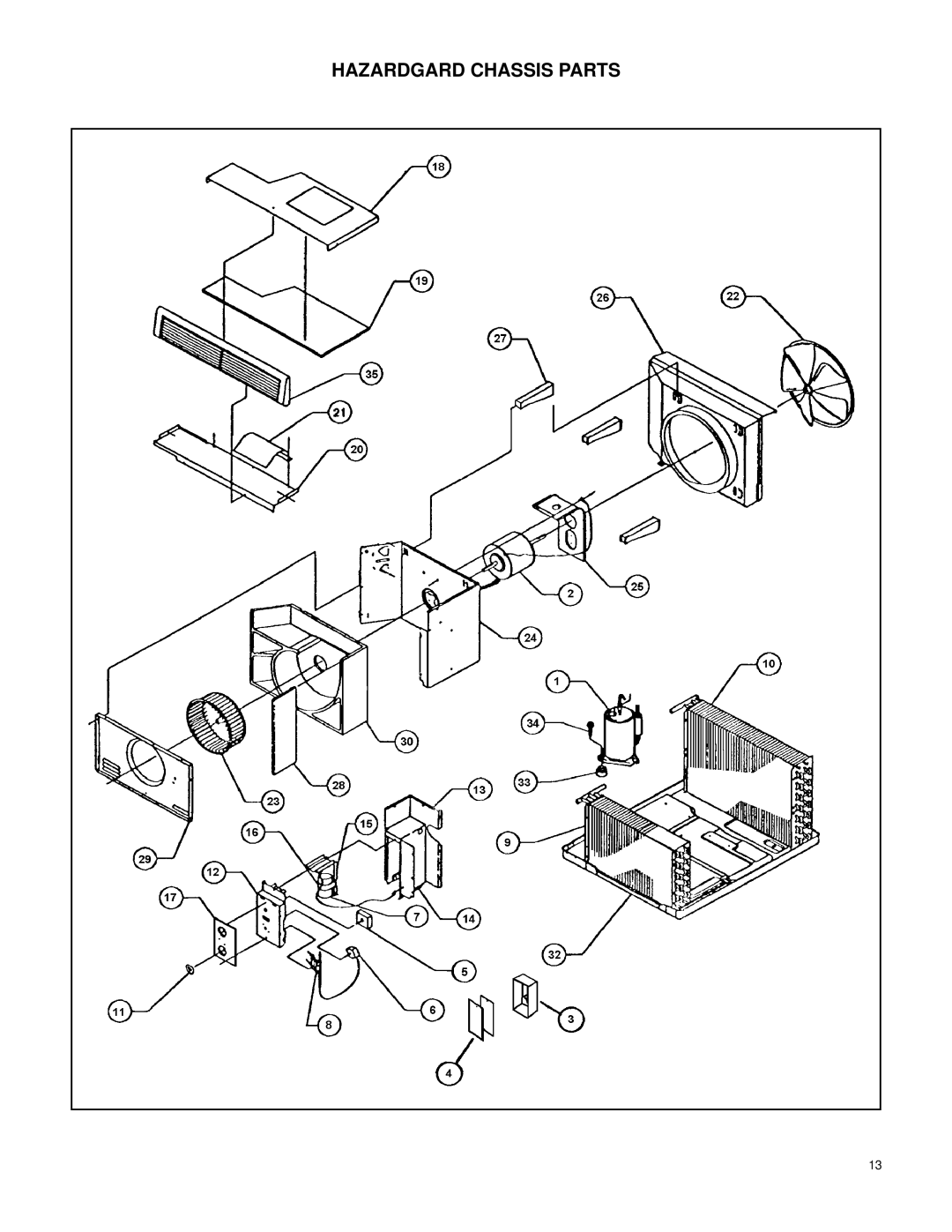 Friedrich SH15L30-B, SH20L30-B manual Hazardgard Chassis Parts 