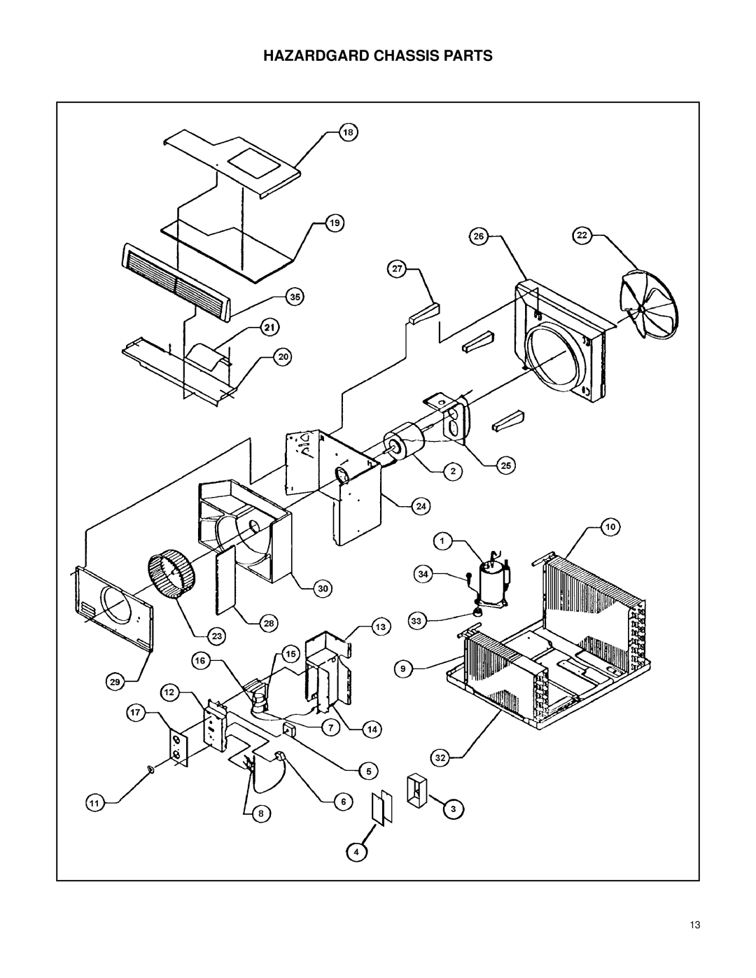 Friedrich SH15L30-B, SH20L30-B manual Hazardgard Chassis Parts 