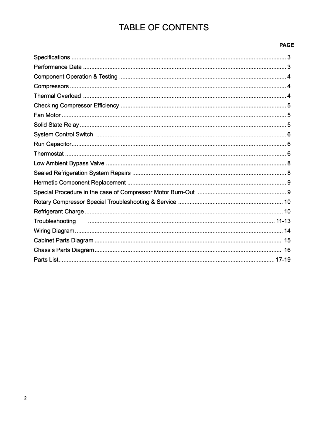 Friedrich SH15L30-A, SH20L50-A, SH20L30-A manual Table Of Contents 