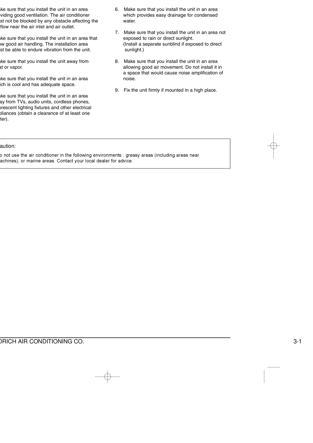 Friedrich SP05A10 service manual Installation and Operating Instructions, Selecting Area for Installation 