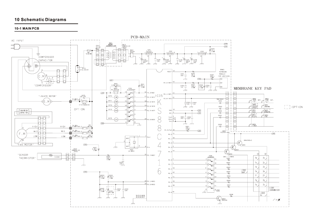Friedrich SP05A10 service manual 10-1MAIN PCB, Schematic Diagrams 