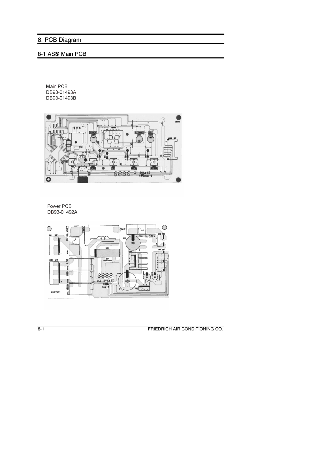 Friedrich SP08A10, SP10A10, SP12A10, SP06A10 service manual PCB Diagram 