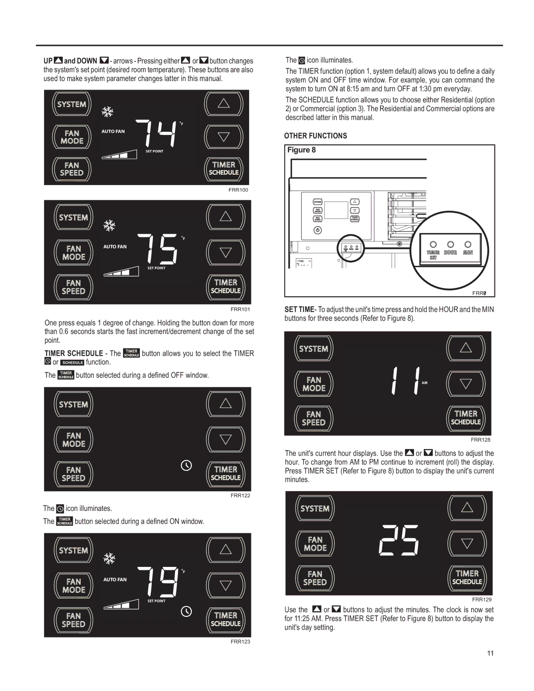 Friedrich SQ08, SQ10, SQ06, SQ05 operation manual Point, Timer Schedule, Icon illuminates 