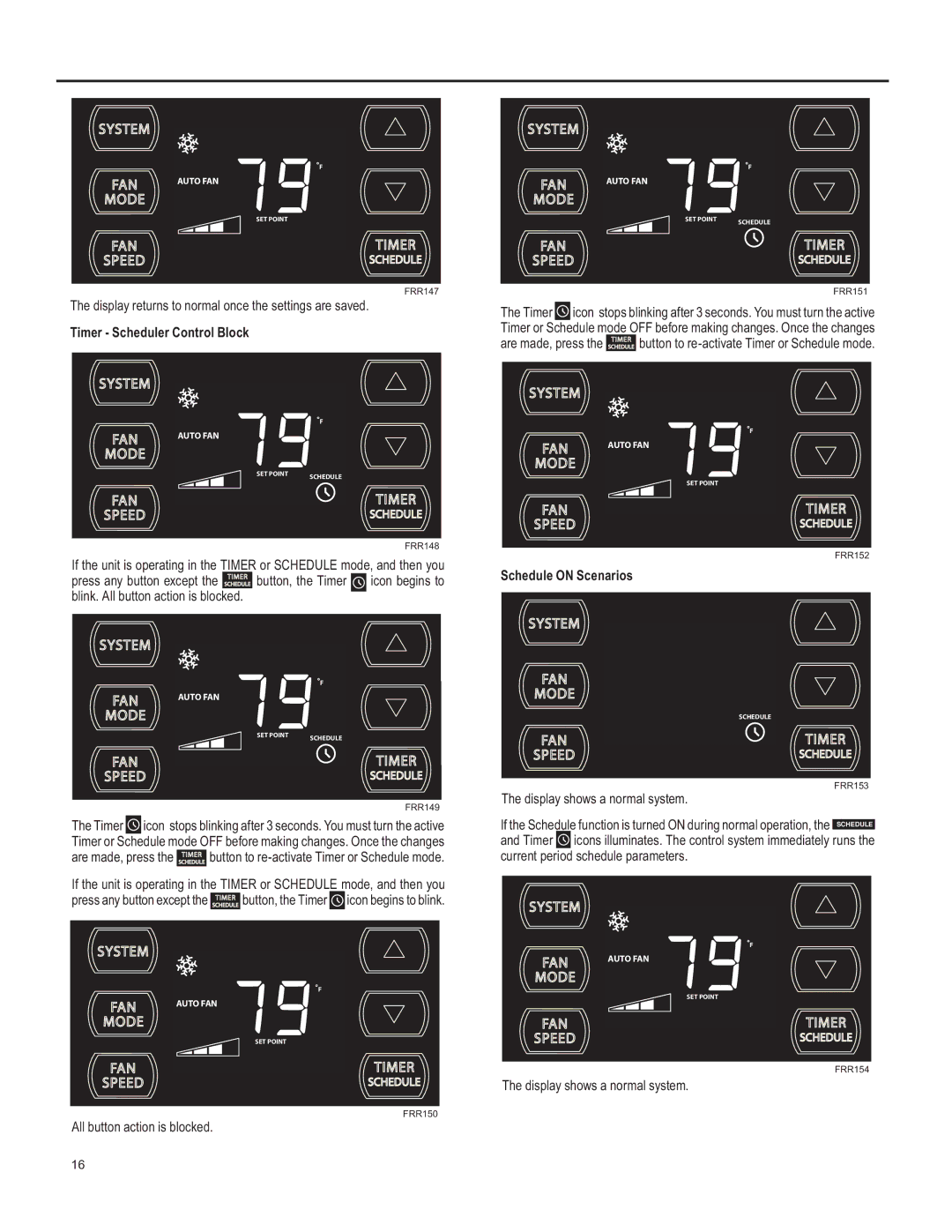 Friedrich SQ10, SQ06, SQ05, SQ08 Timer Scheduler Control Block, $OoExwwrqDfwlrqLvEorfnhg, Schedule on Scenarios 