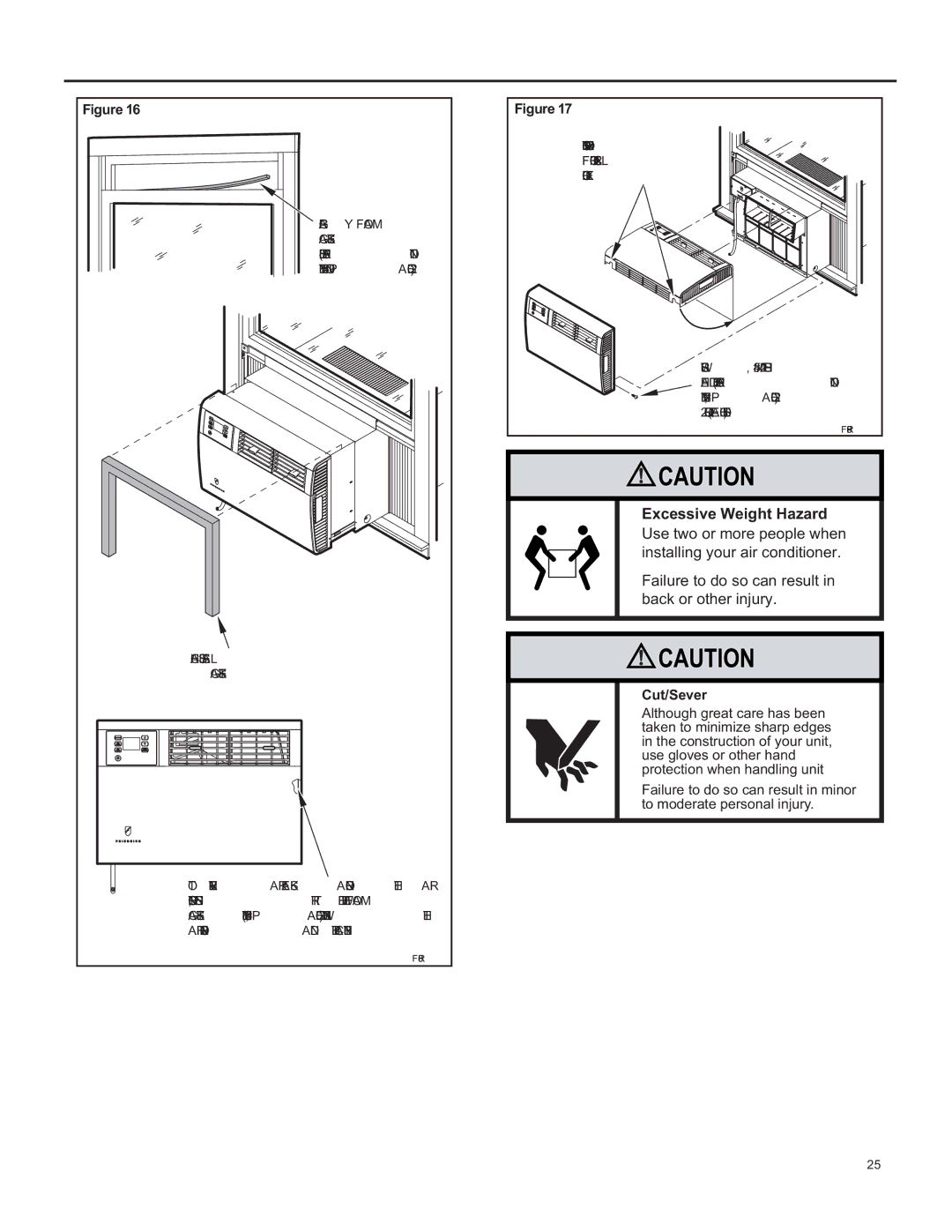 Friedrich SQ06, SQ10, SQ05, SQ08 operation manual Excessive Weight Hazard 