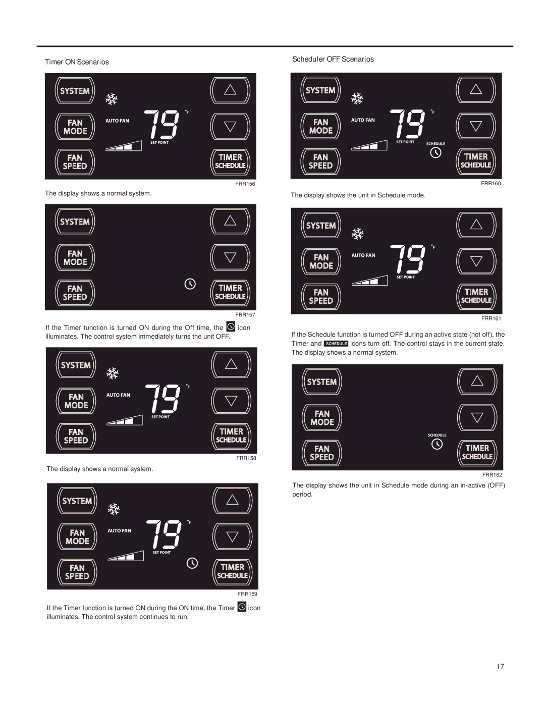 Friedrich SQ06, SQ10, SQ05, SQ08 operation manual Timer on Scenarios 