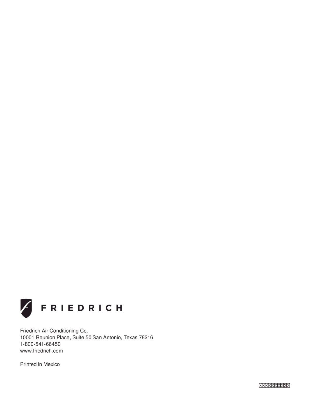 Friedrich SQ10, SQ06, SQ05, SQ08 operation manual 9300100301 