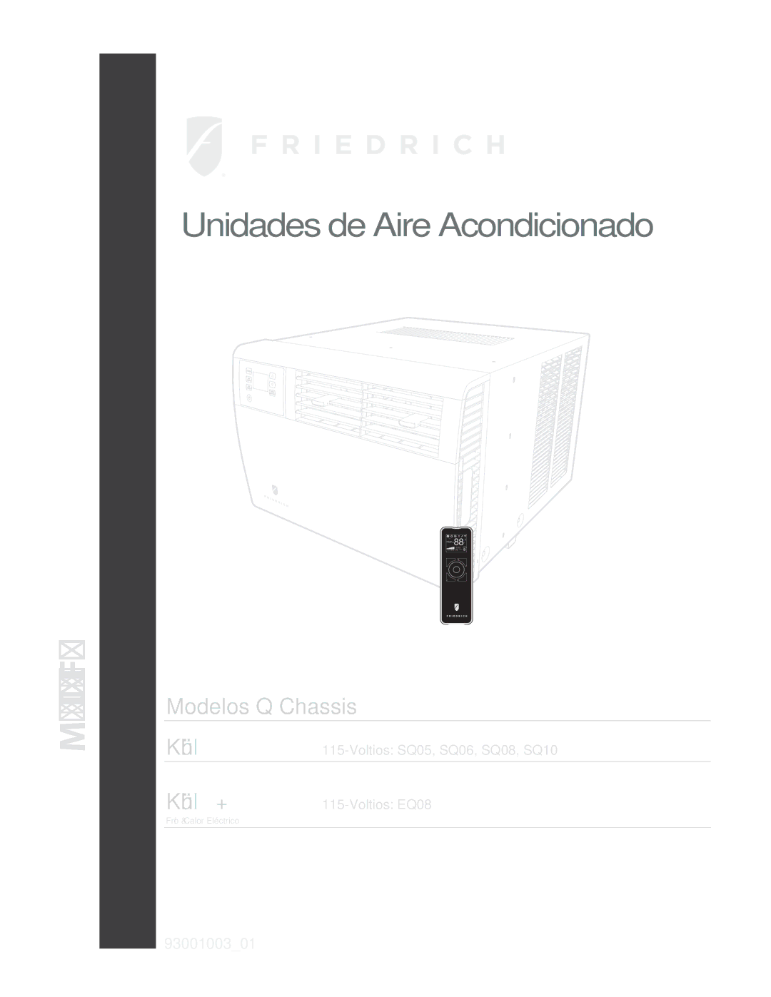 Friedrich SQ06, SQ10, SQ05, SQ08 operation manual Unidades de Aire Acondicionado 