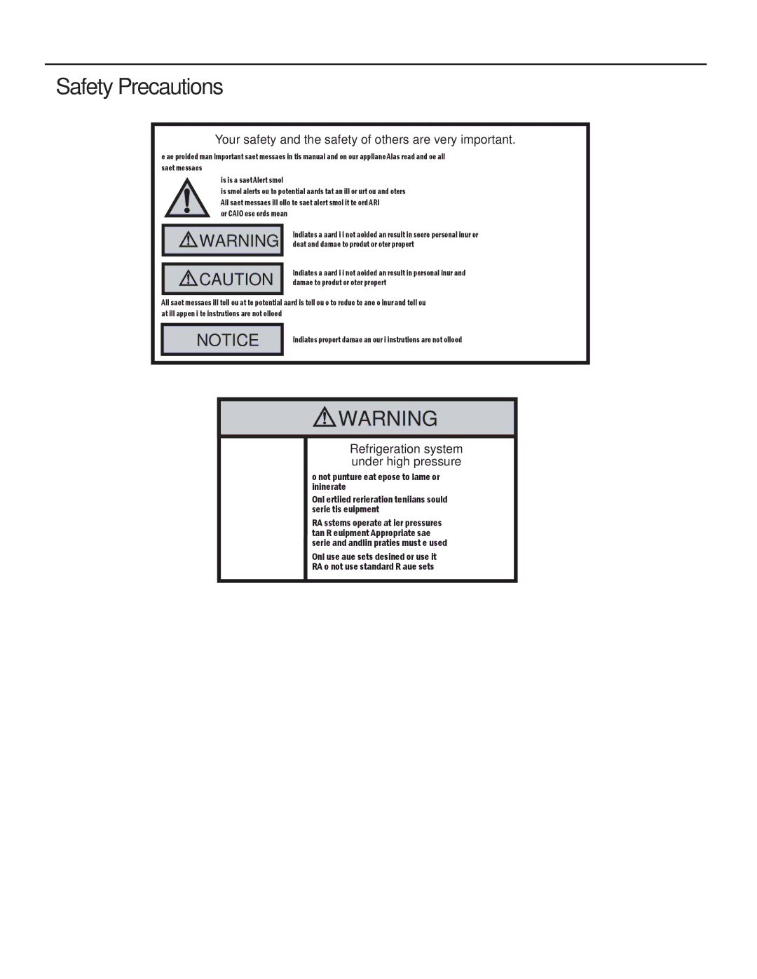 Friedrich SQ10, SQ06, SQ05, SQ08 operation manual Safety Precautions, Your safety and the safety of others are very important 