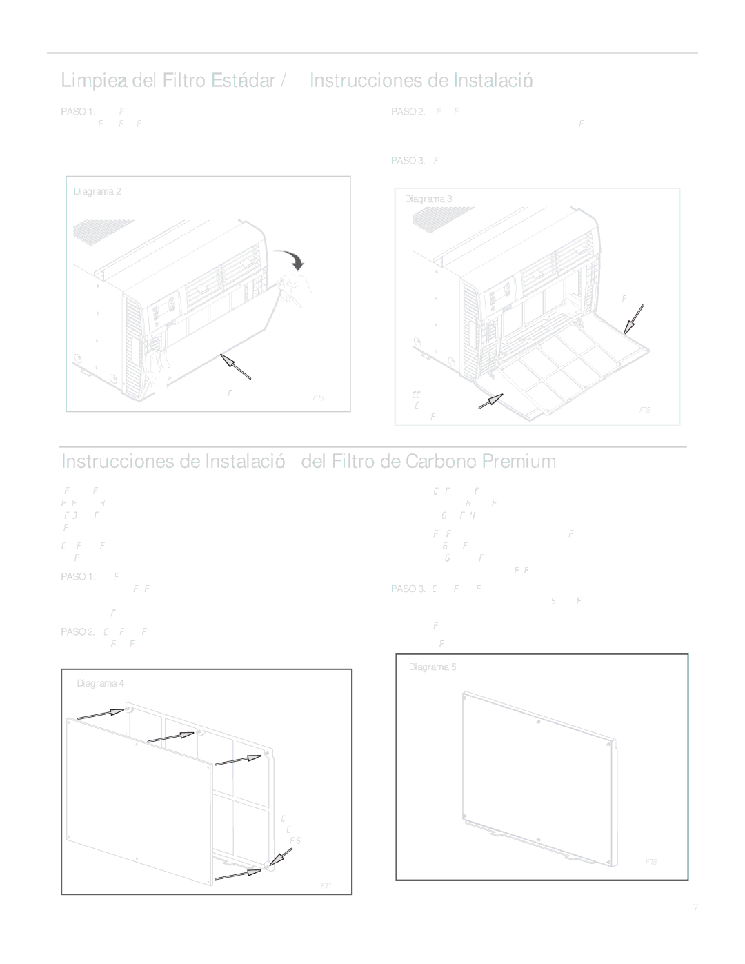 Friedrich SQ08, SQ10, SQ06, SQ05 operation manual Limpieza del Filtro Estándar / Instrucciones de Instalación 