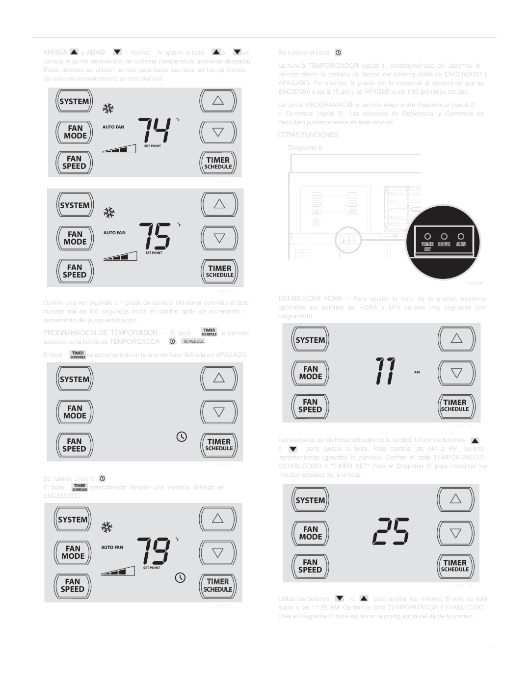 Friedrich SQ08, SQ10, SQ06, SQ05 operation manual Timer 